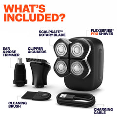 Freebird FlexSeries Pro rotary shaving head close-up for precise, smooth head and body shaving