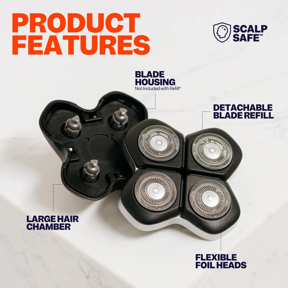 Freebird blade being inserted into shaver illustrating easy tool-free replacement benefit