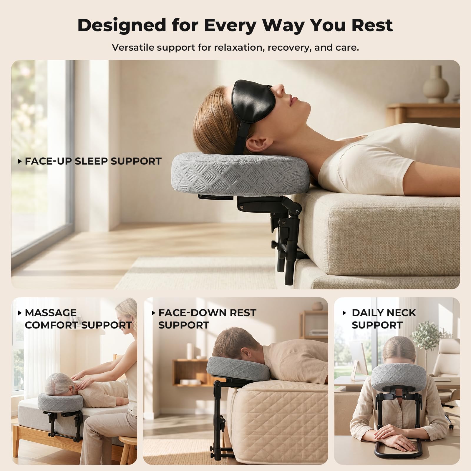 Freebody telescoping arm being adjusted showing easy height customization benefit