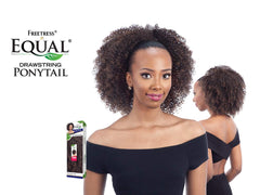FreeTress Bohemian Fro worn as ponytail showing stylish everyday look