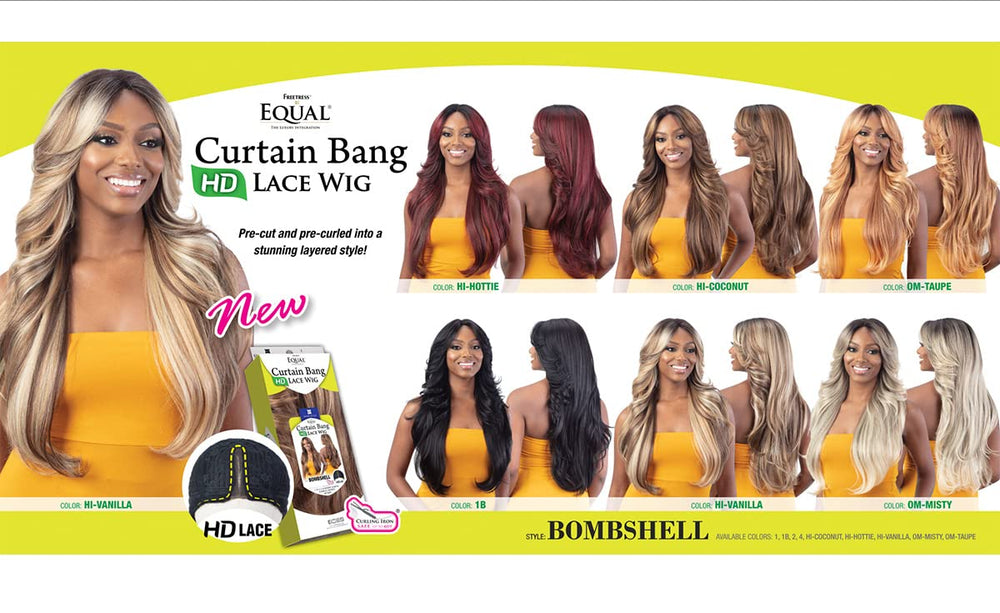 FreeTress Bombshell packaging and label confirming HD lace and heat-safe