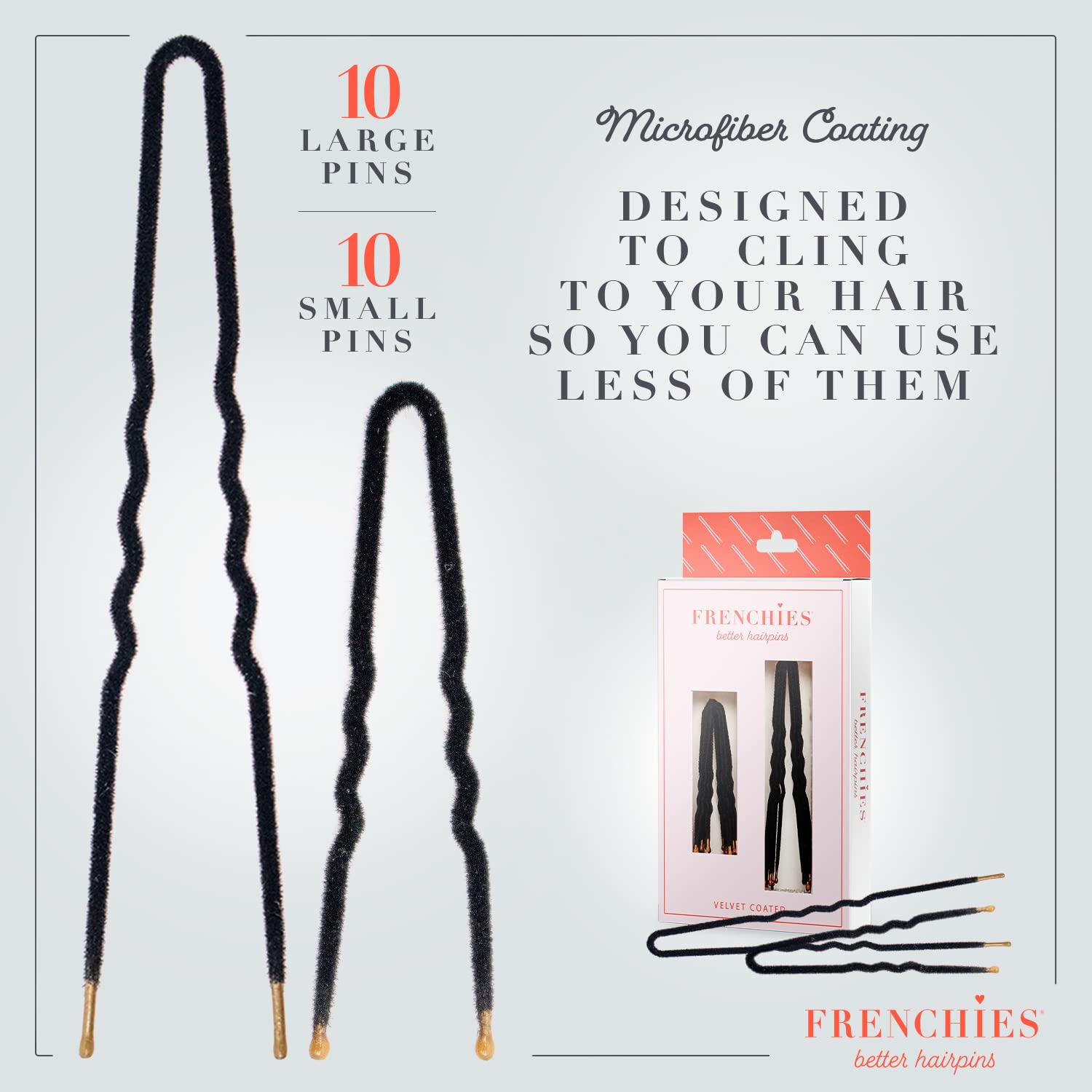 Frenchies two-inch and three-inch pins side-by-side for styling