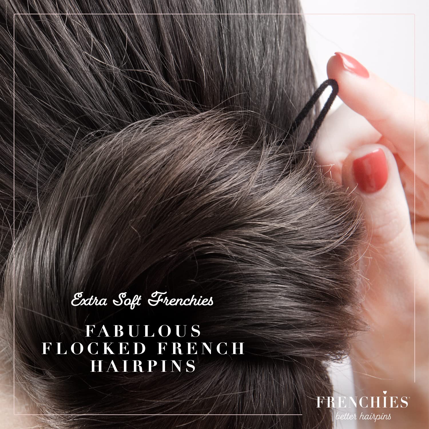 Frenchies pins held in hand to show scale and length options