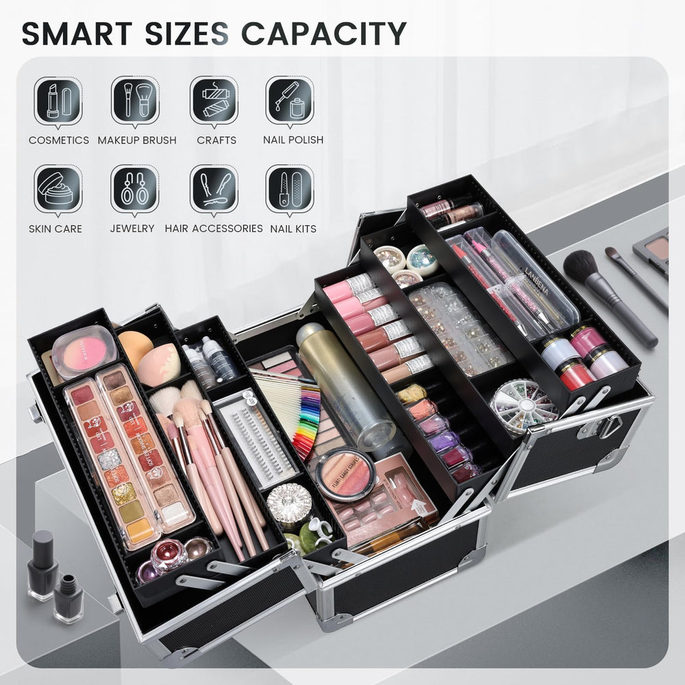 FRENESSA interior with brushes and palettes arranged to speed up makeup routines