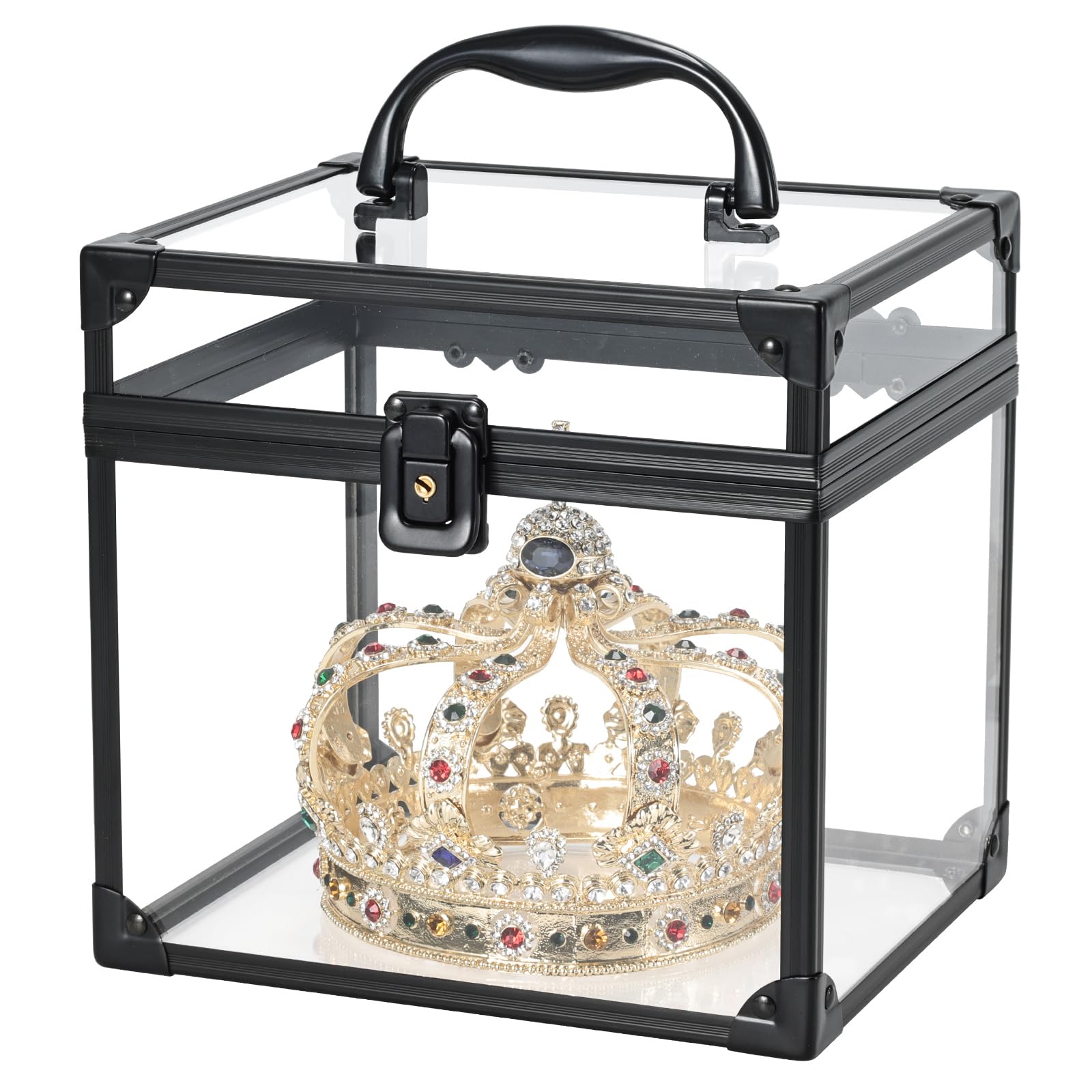 FRENESSA front view of clear crown box shows neat storage benefit