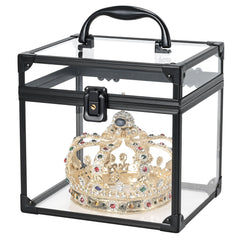 FRENESSA front view of clear crown box shows neat storage benefit