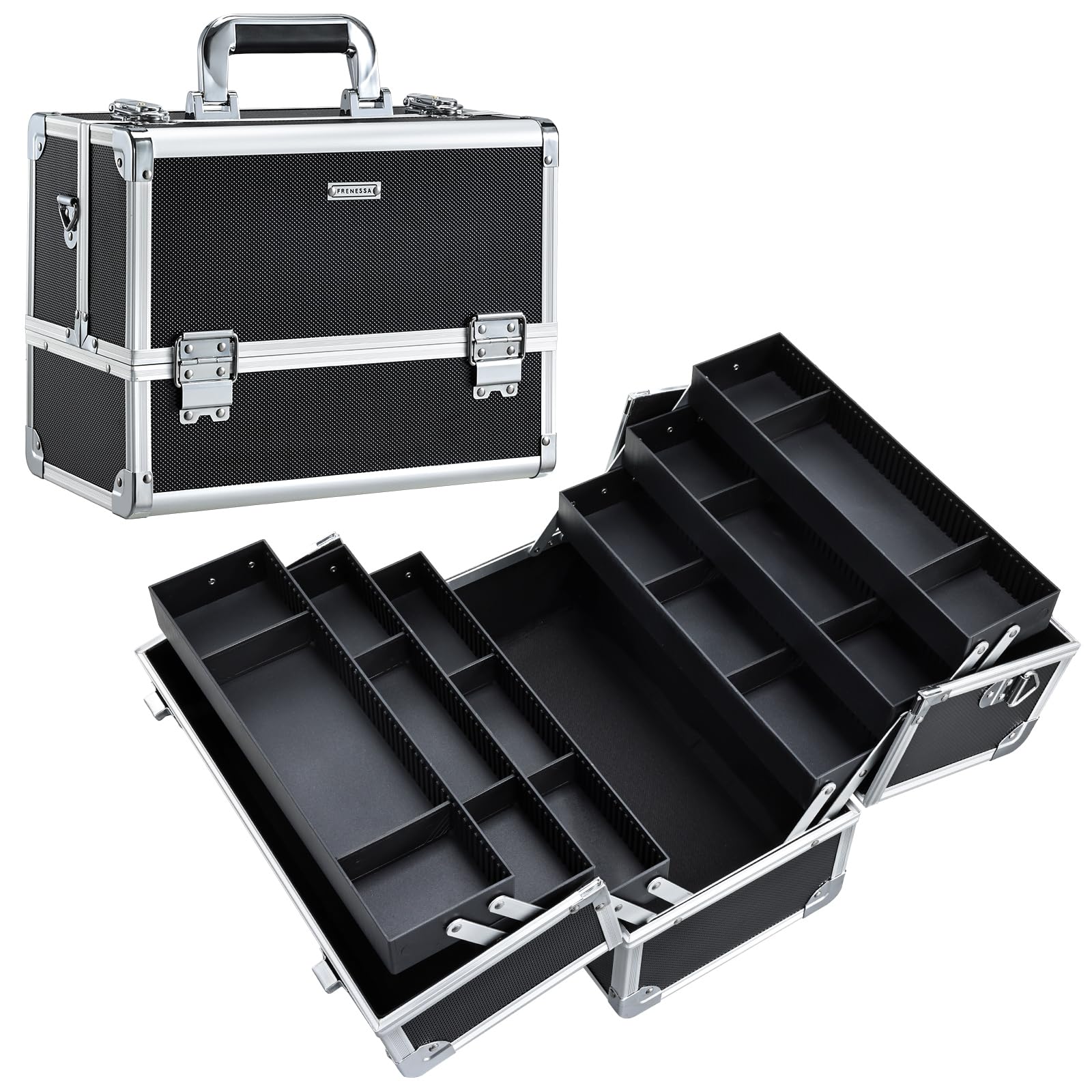 FRENESSA front view showing compact hard-sided case and professional look for secure storage