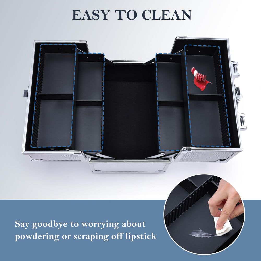 FRENESSA organized case with brushes and lipsticks showing tidy cosmetics arrangement