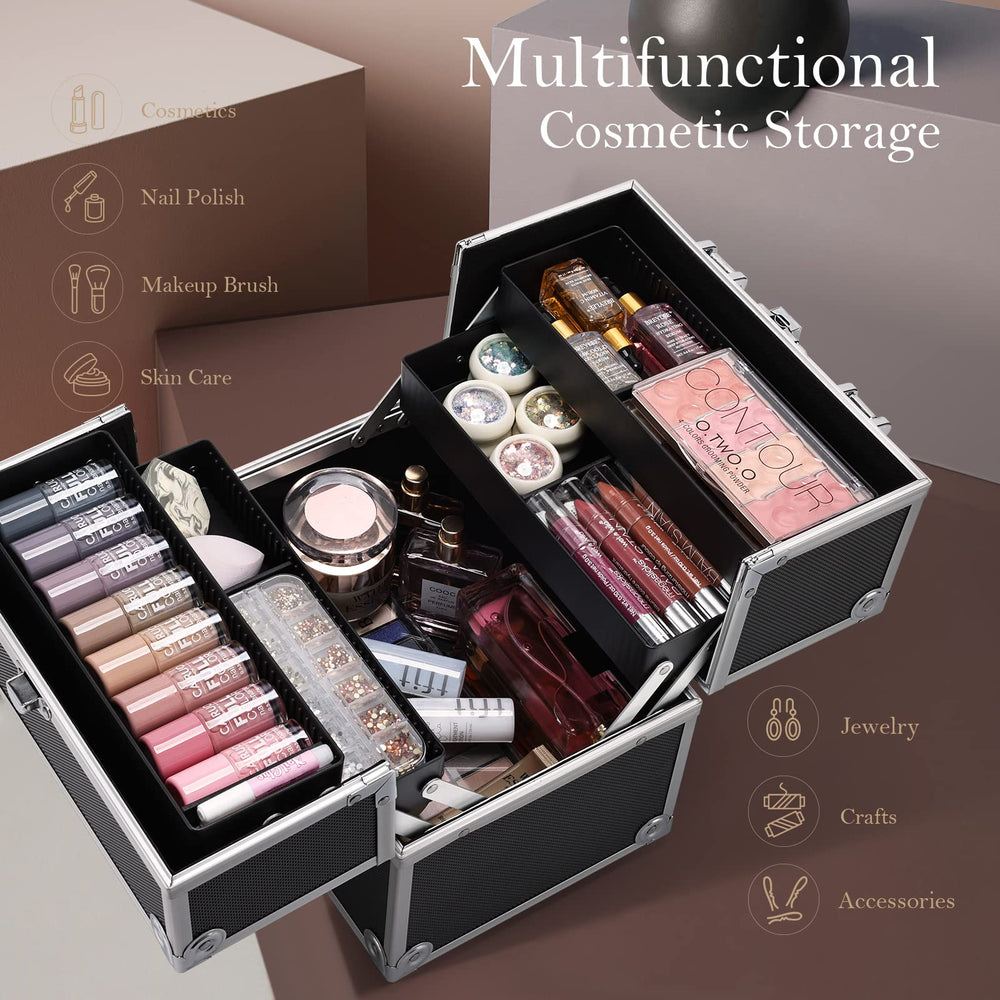 FRENESSA bottom compartment packed with palettes and brushes for neat storage