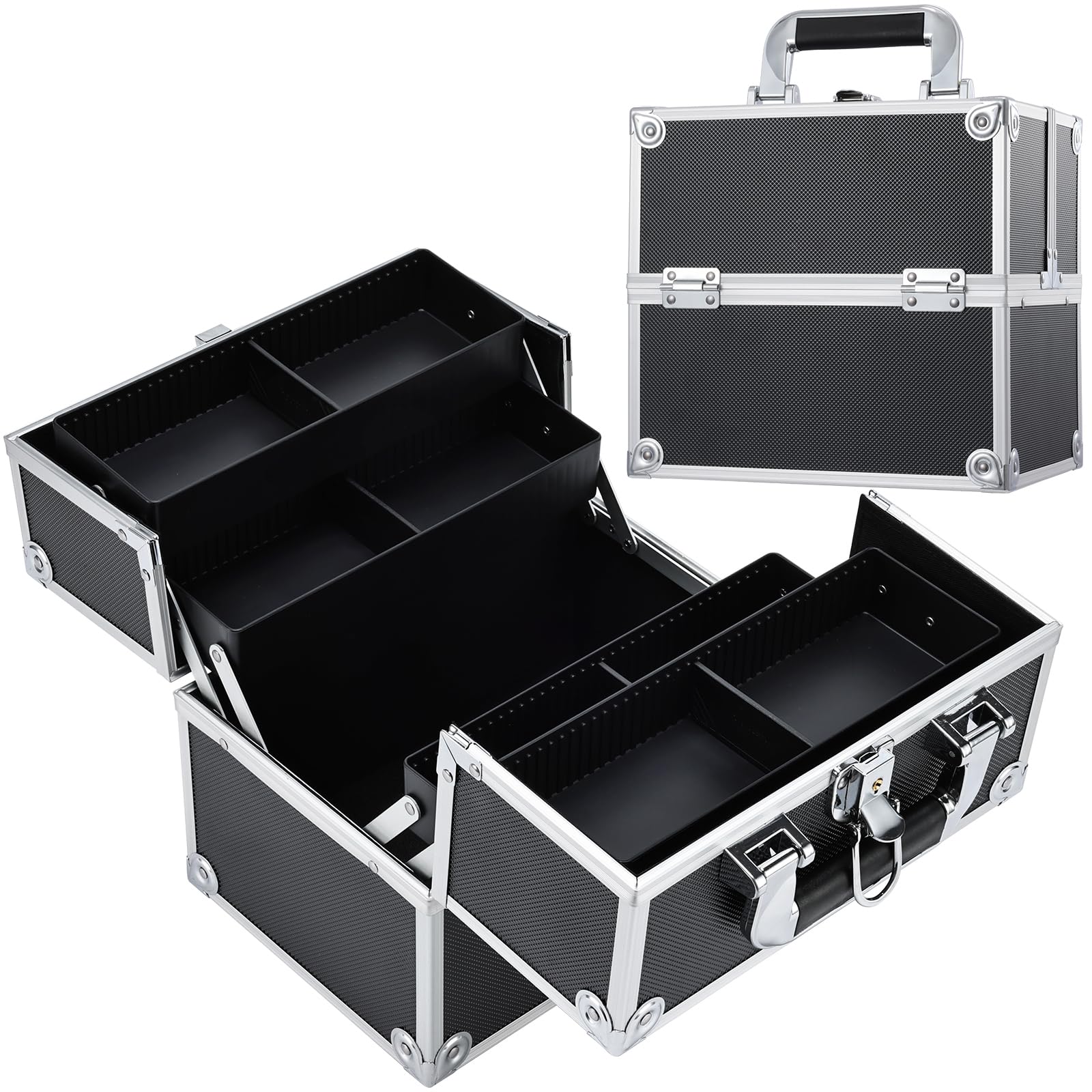 FRENESSA front view showing compact lockable professional makeup case and portability