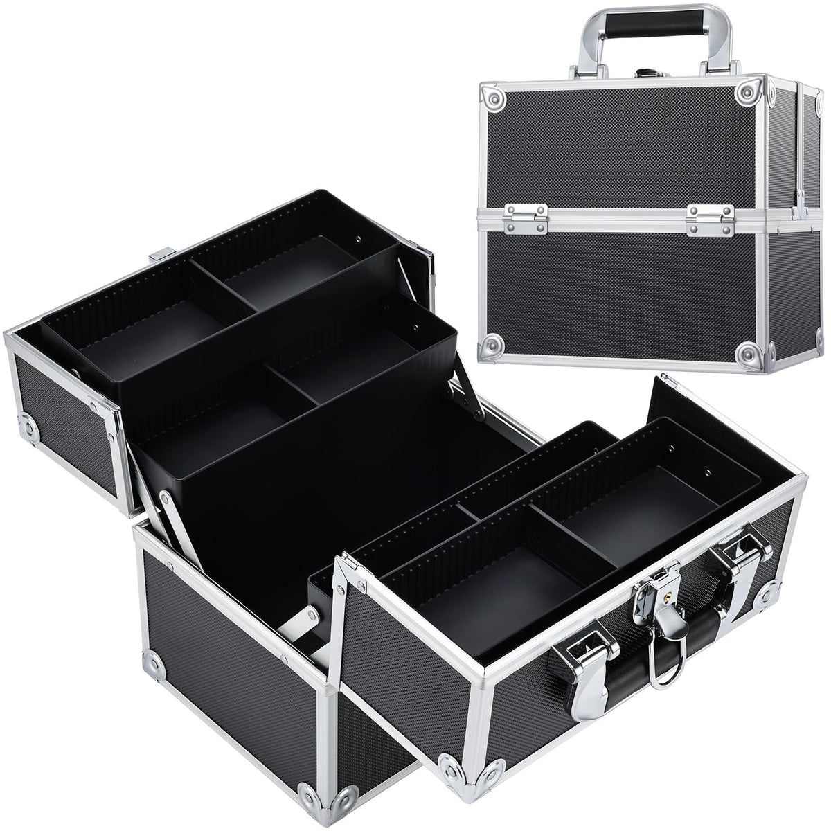 FRENESSA front view showing compact lockable professional makeup case and portability