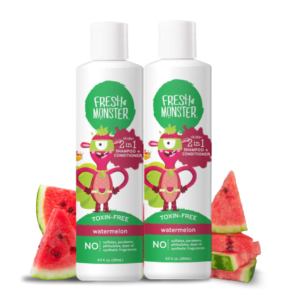 Fresh Monster front packaging shows bright watermelon label and kid-friendly monster for recognition and trust