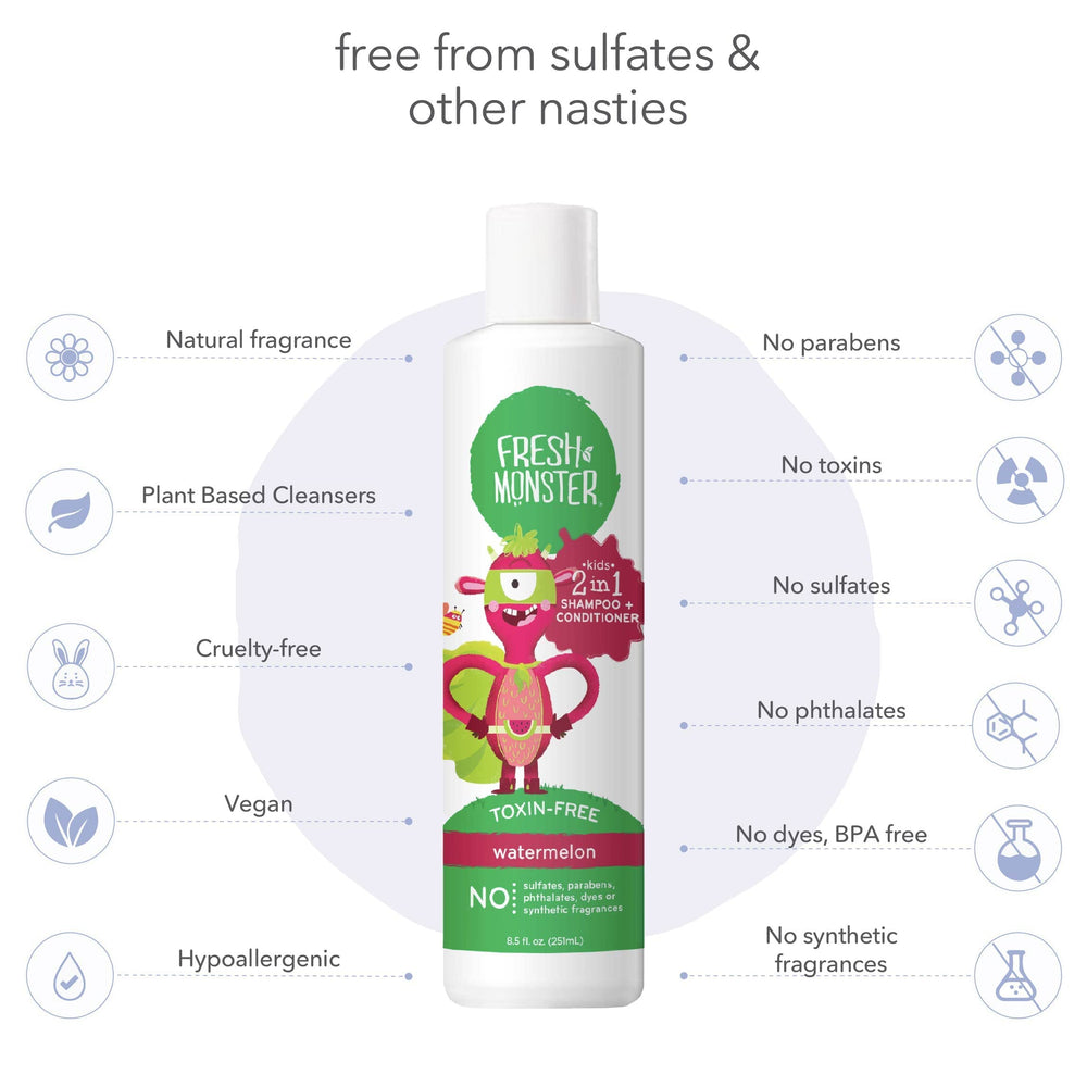 Fresh Monster ingredient label highlighting plant-based extracts and no harsh chemicals for peace of mind