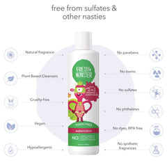 Fresh Monster ingredient label highlighting plant-based extracts and no harsh chemicals for peace of mind