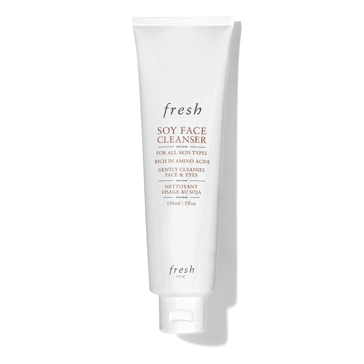 Fresh soy face cleanser front tube showing brand and size, gentle daily cleansing benefit