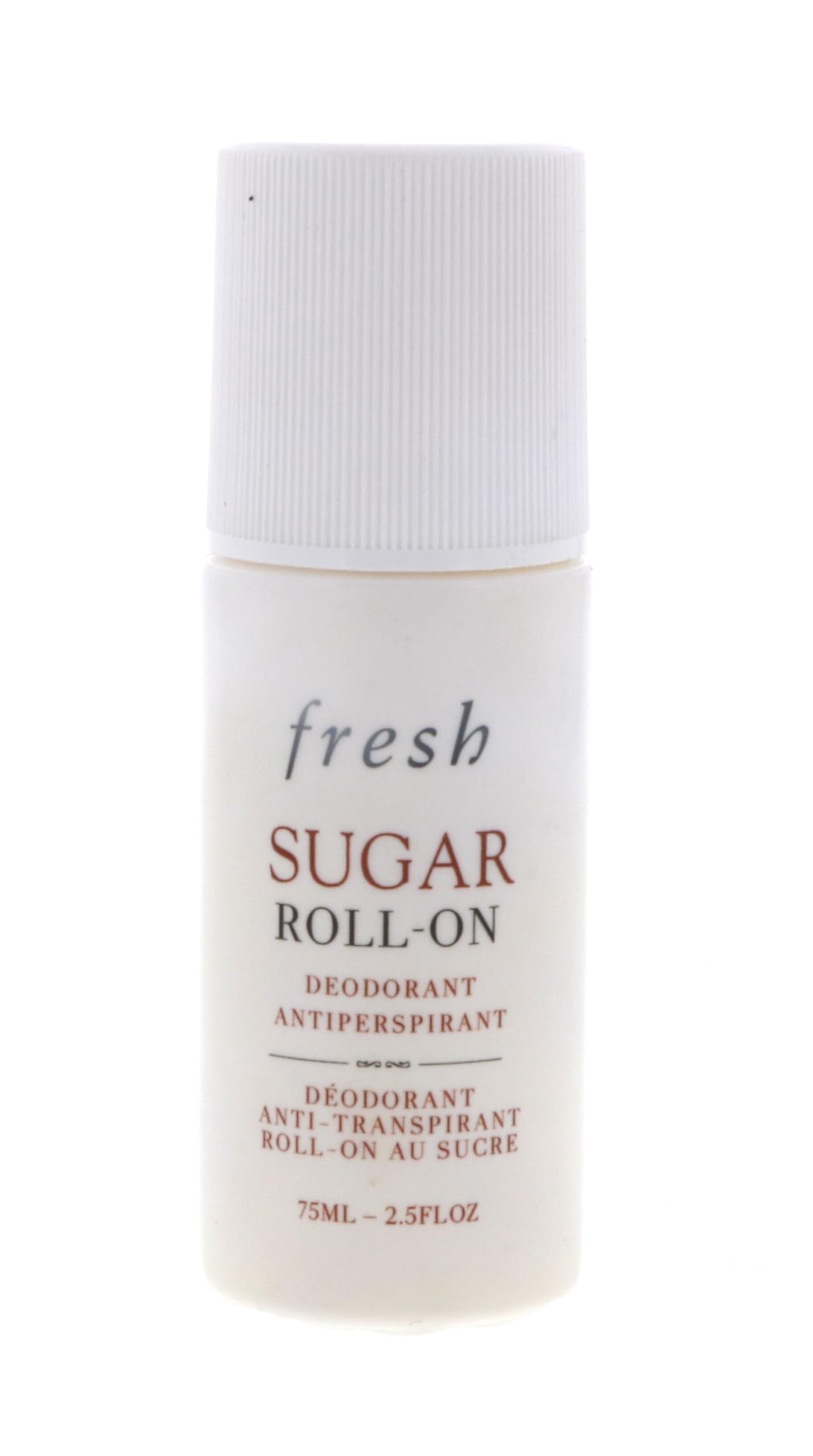 Fresh Sugar roll-on front packaging showing label and 75ml size for easy identification and freshness benefit