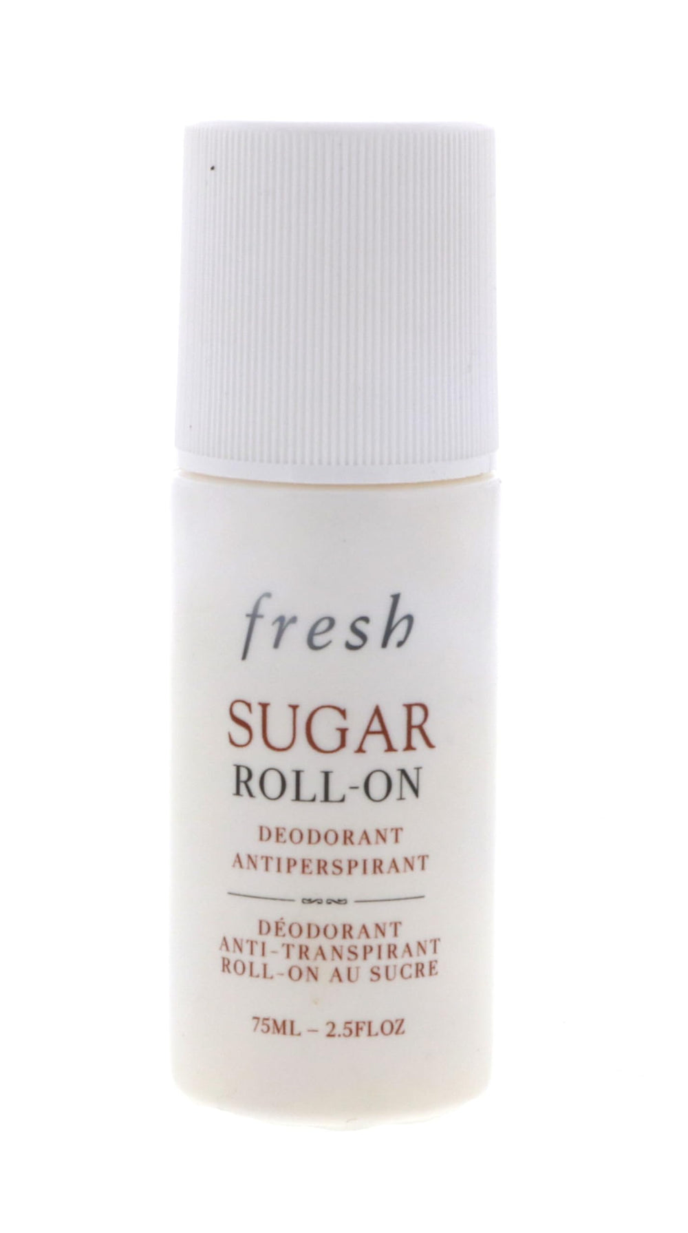 Fresh Sugar roll-on front packaging showing label and 75ml size for easy identification and freshness benefit
