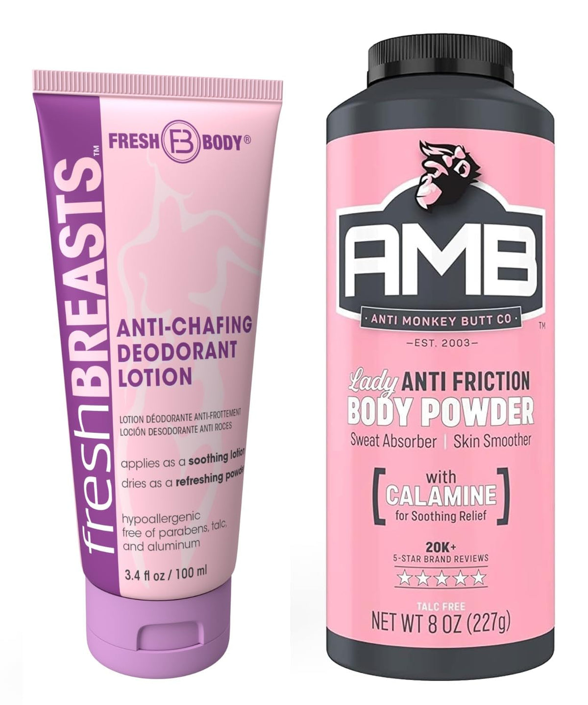 Fresh Body FB Fresh Breasts front label shows travel-ready anti-chafe benefit