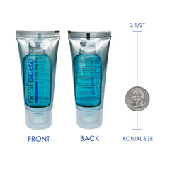 Freshscent tube close-up with lather demonstrating rich foam and rinseability