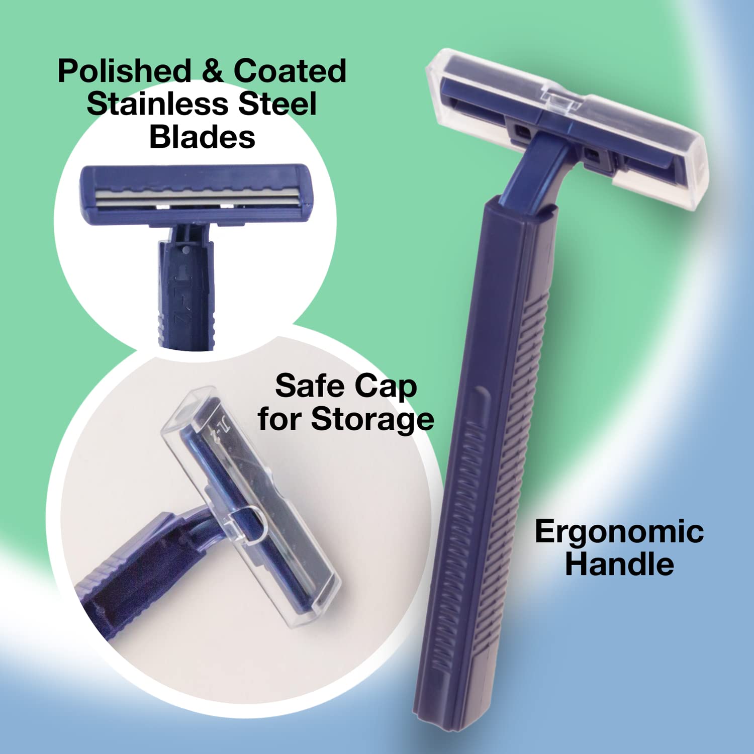 Freshscent single twin blade razor close-up highlighting polished blades