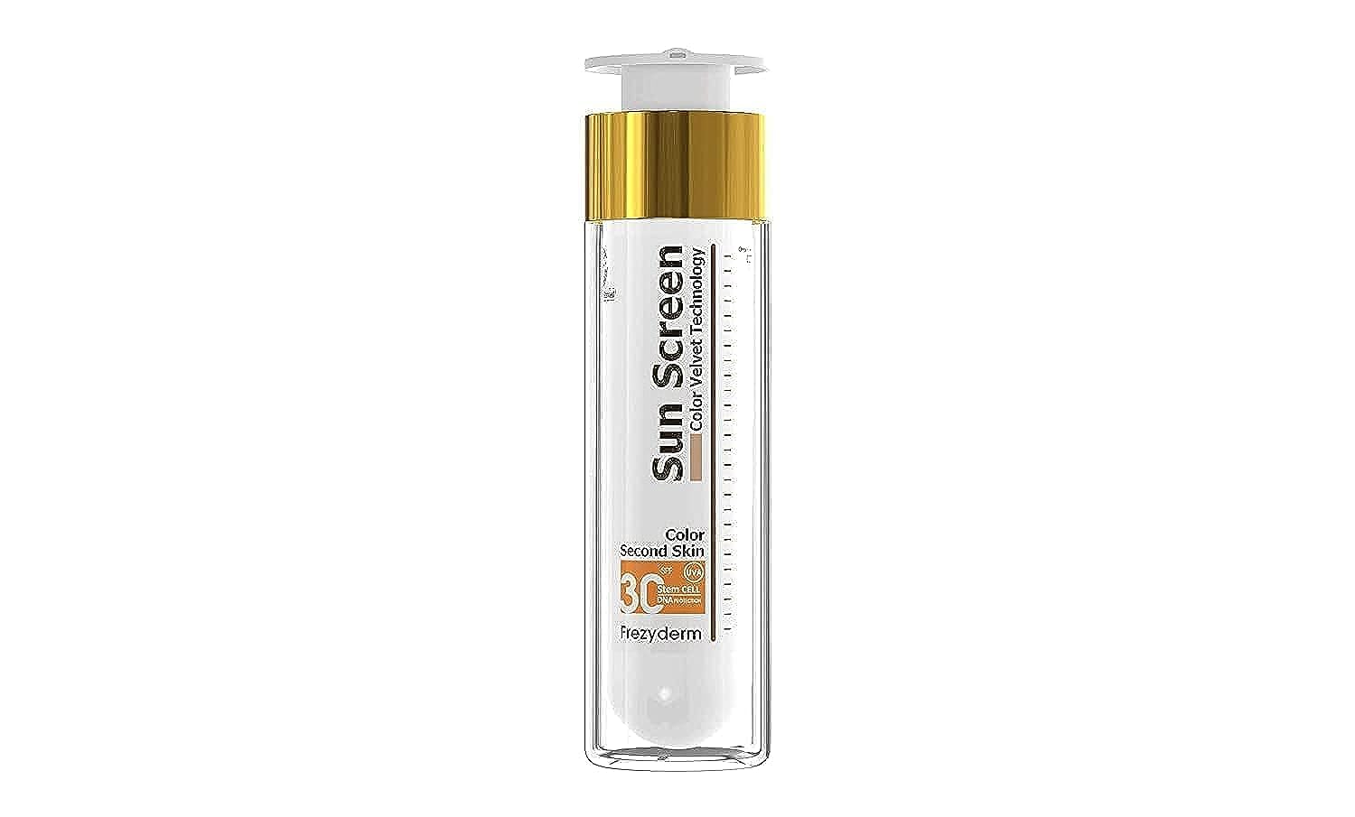 FREZYDERM front packaging of tinted velvet SPF30 showing product benefit