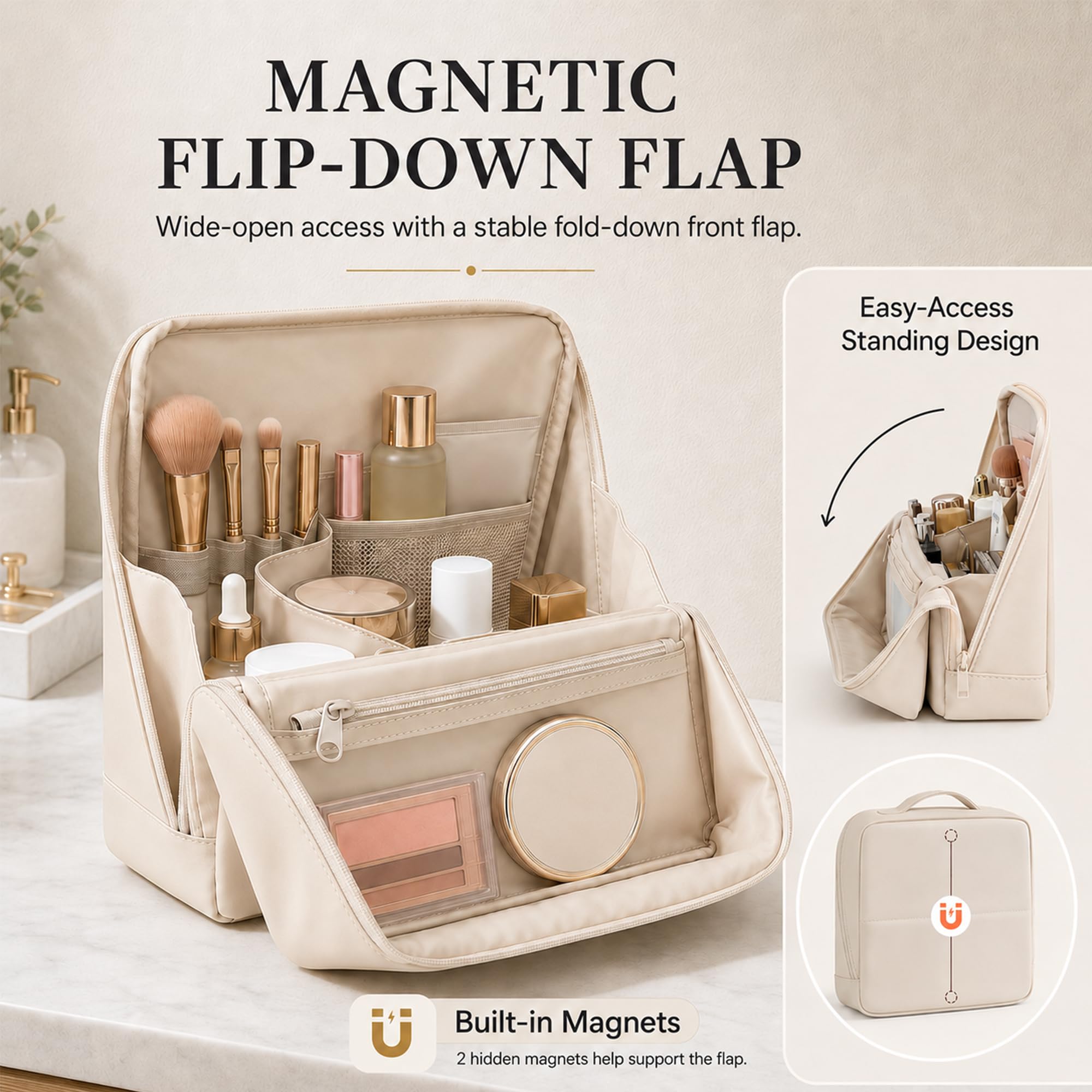 Frilgvenient magnetic flap folded down holding phone hands-free