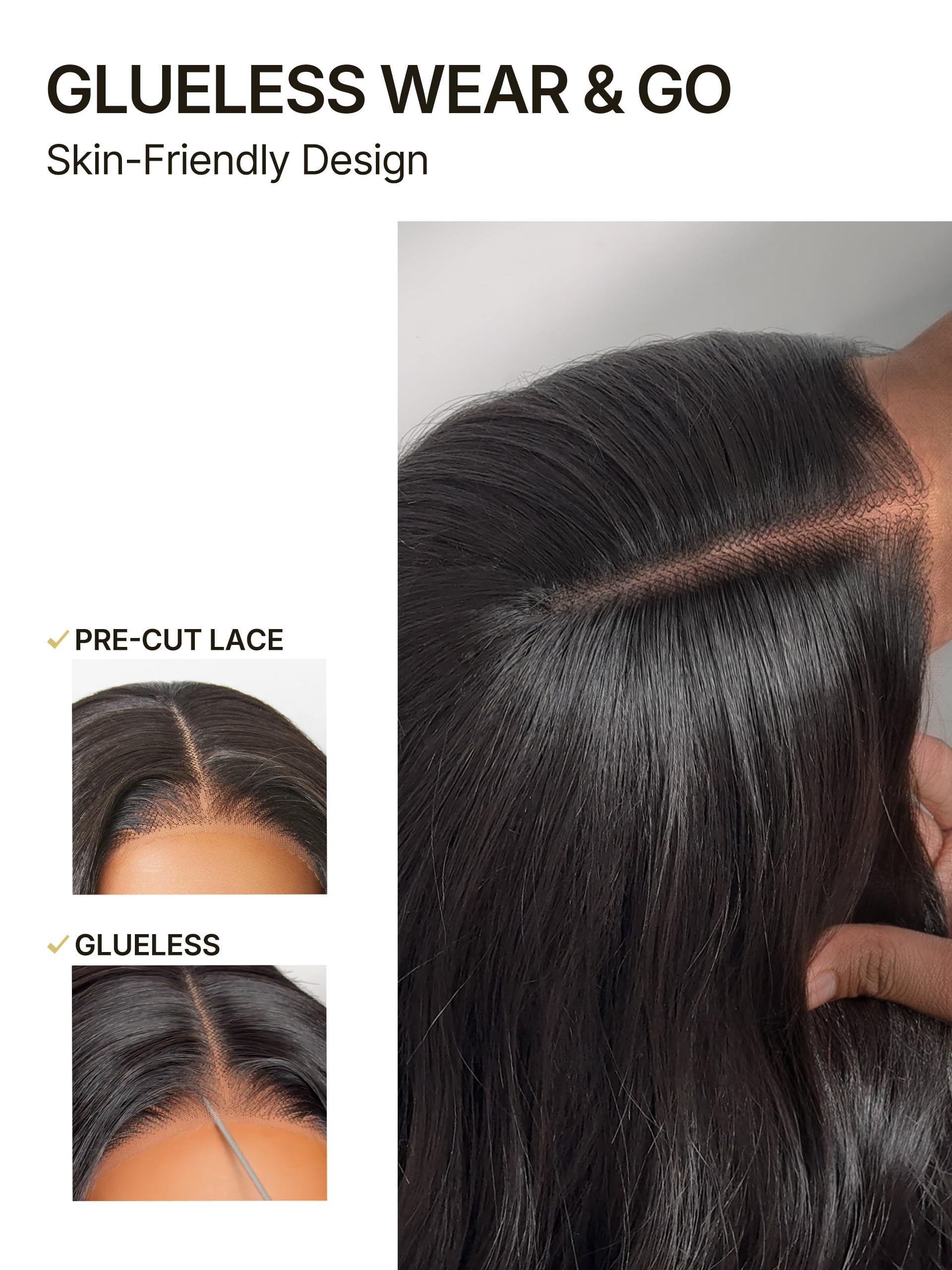 Frodio close-up of HD lace middle part creating realistic scalp appearance benefit
