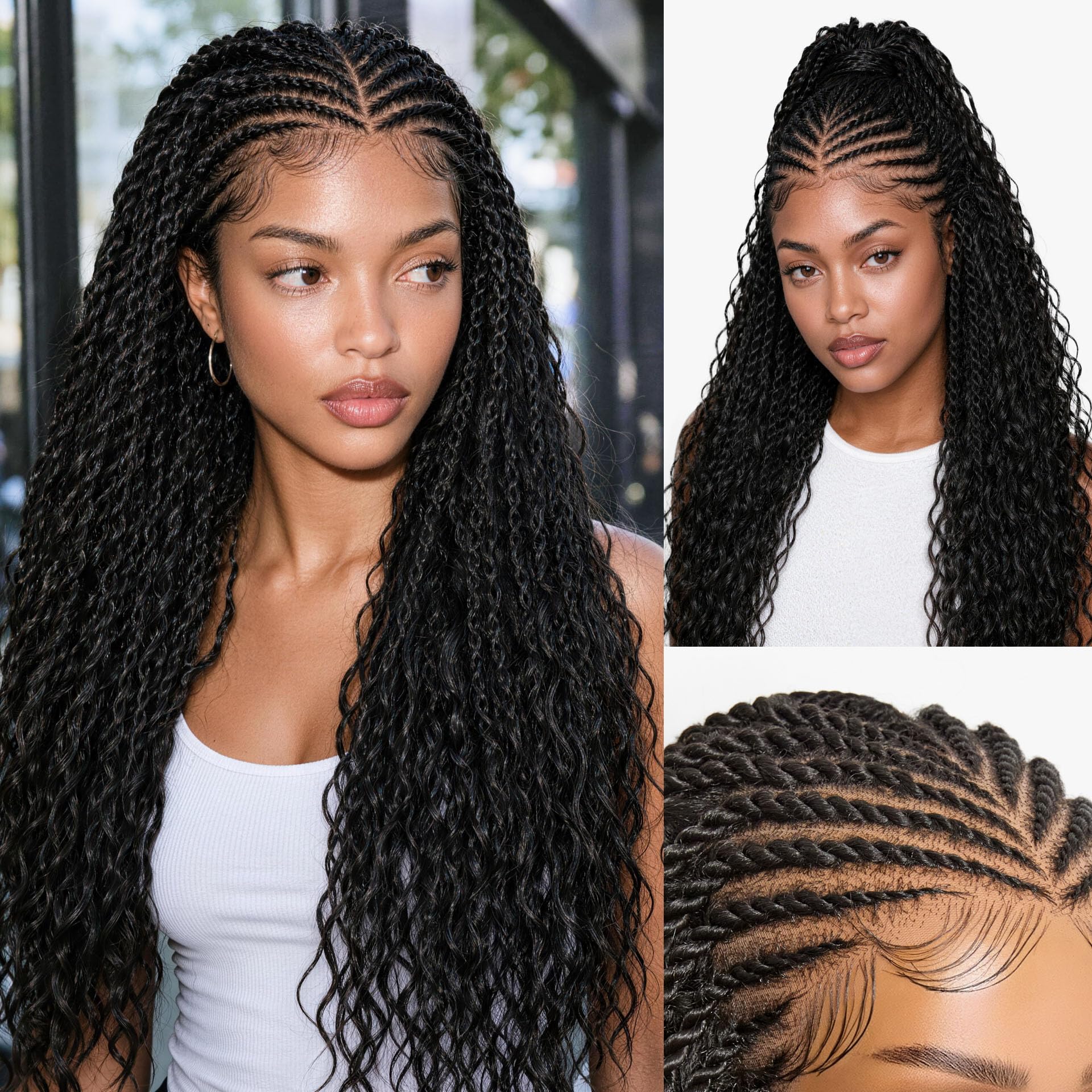 Frodio front lace wig showing 13x5 lace and natural hairline benefit seamless look