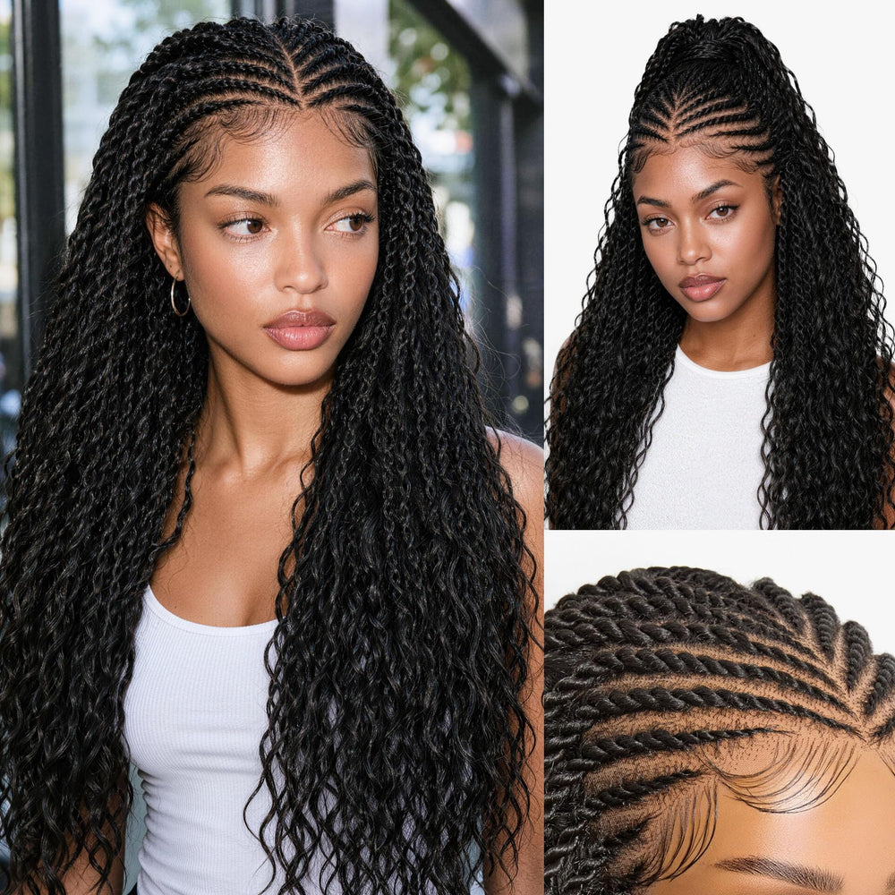Frodio front lace wig showing 13x5 lace and natural hairline benefit seamless look