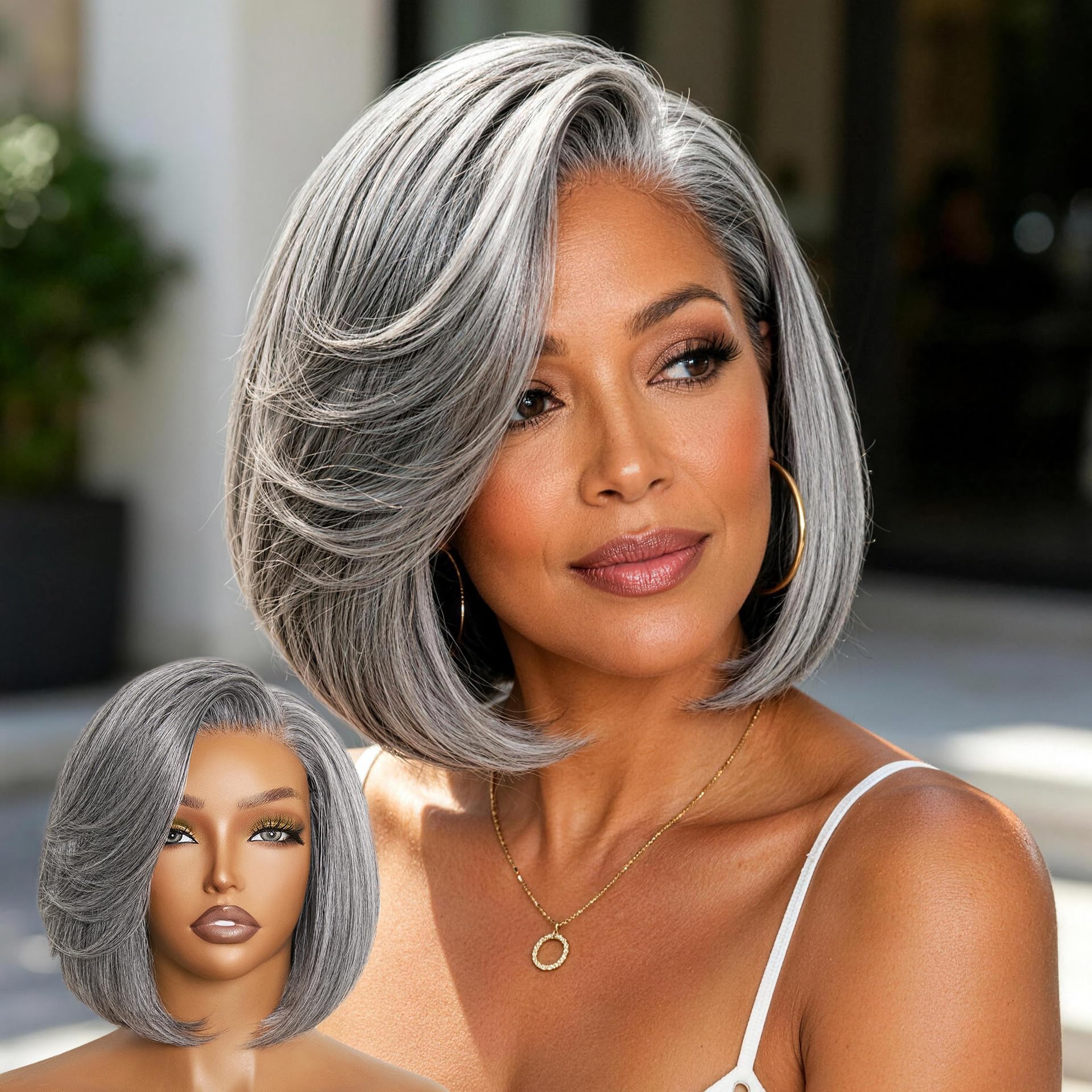 Frodio front view short silver bob showcasing polished modern style