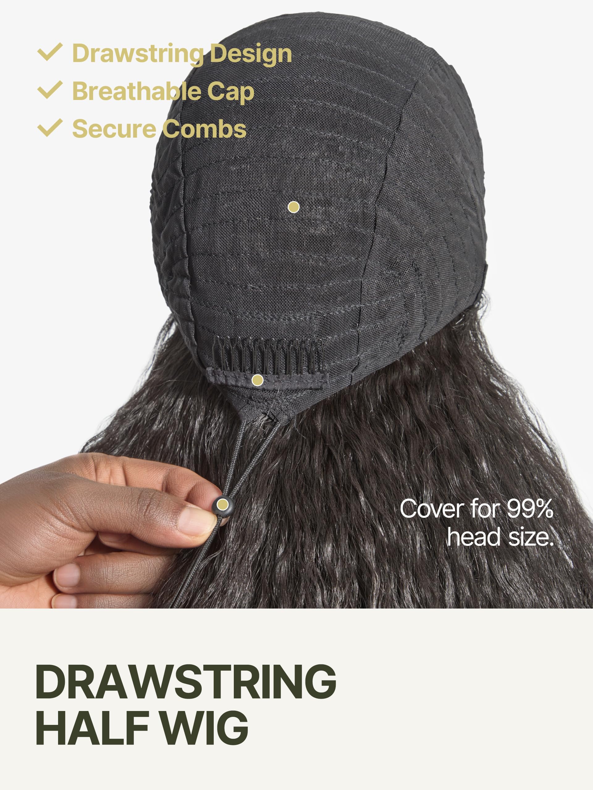 Frodio model wearing 18-inch wig illustrating length and scale
