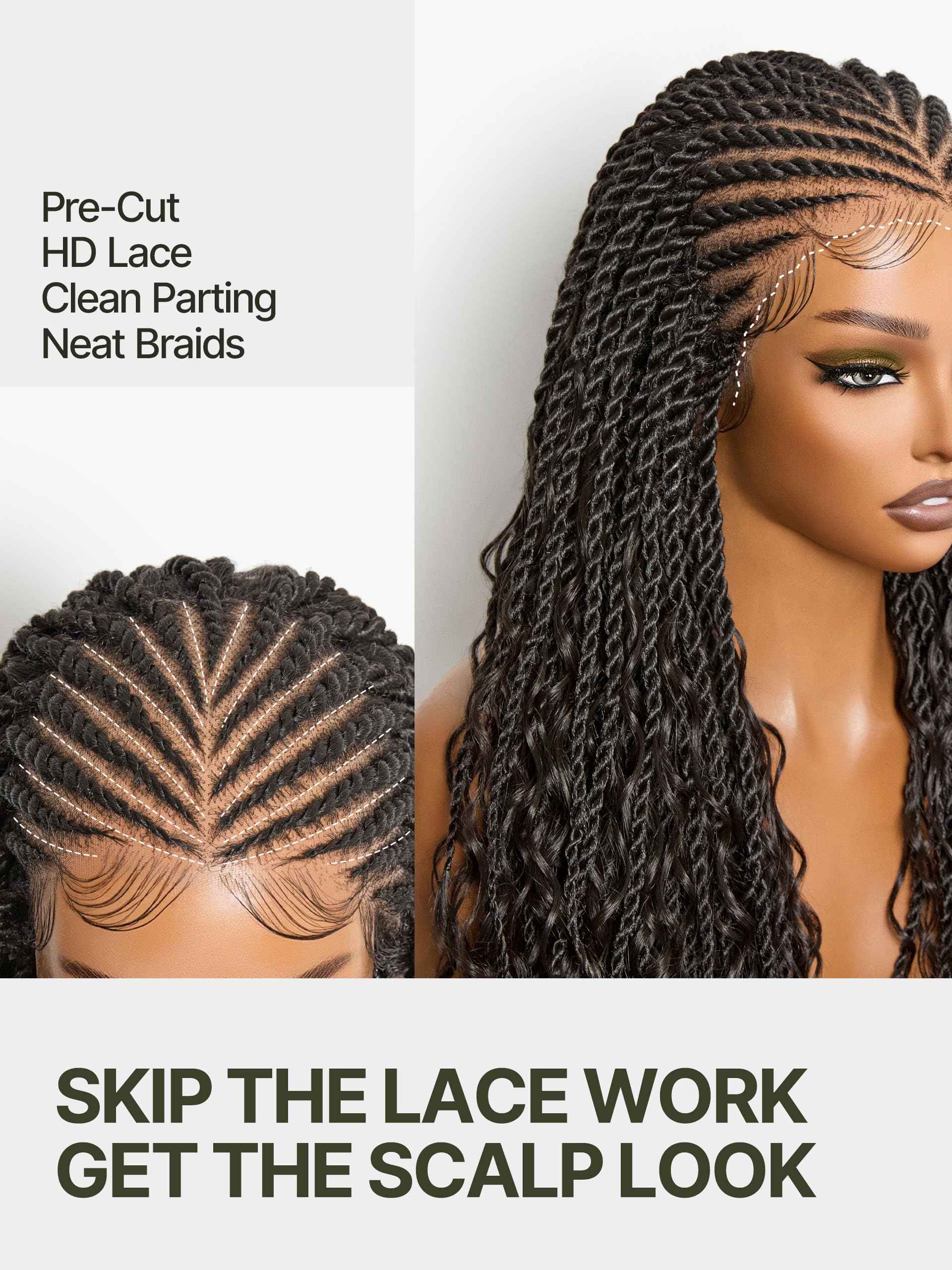 Frodio pre-plucked hairline with baby hairs showing natural transition and realism