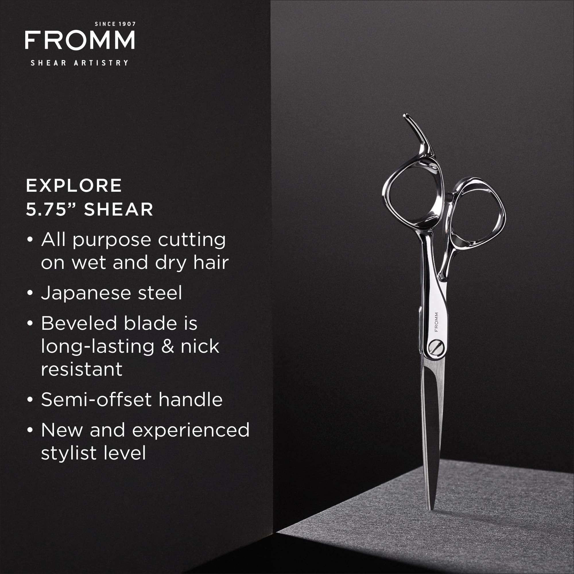 Fromm Explore close-up of microserrated teeth ensuring even thinning and smoother blends