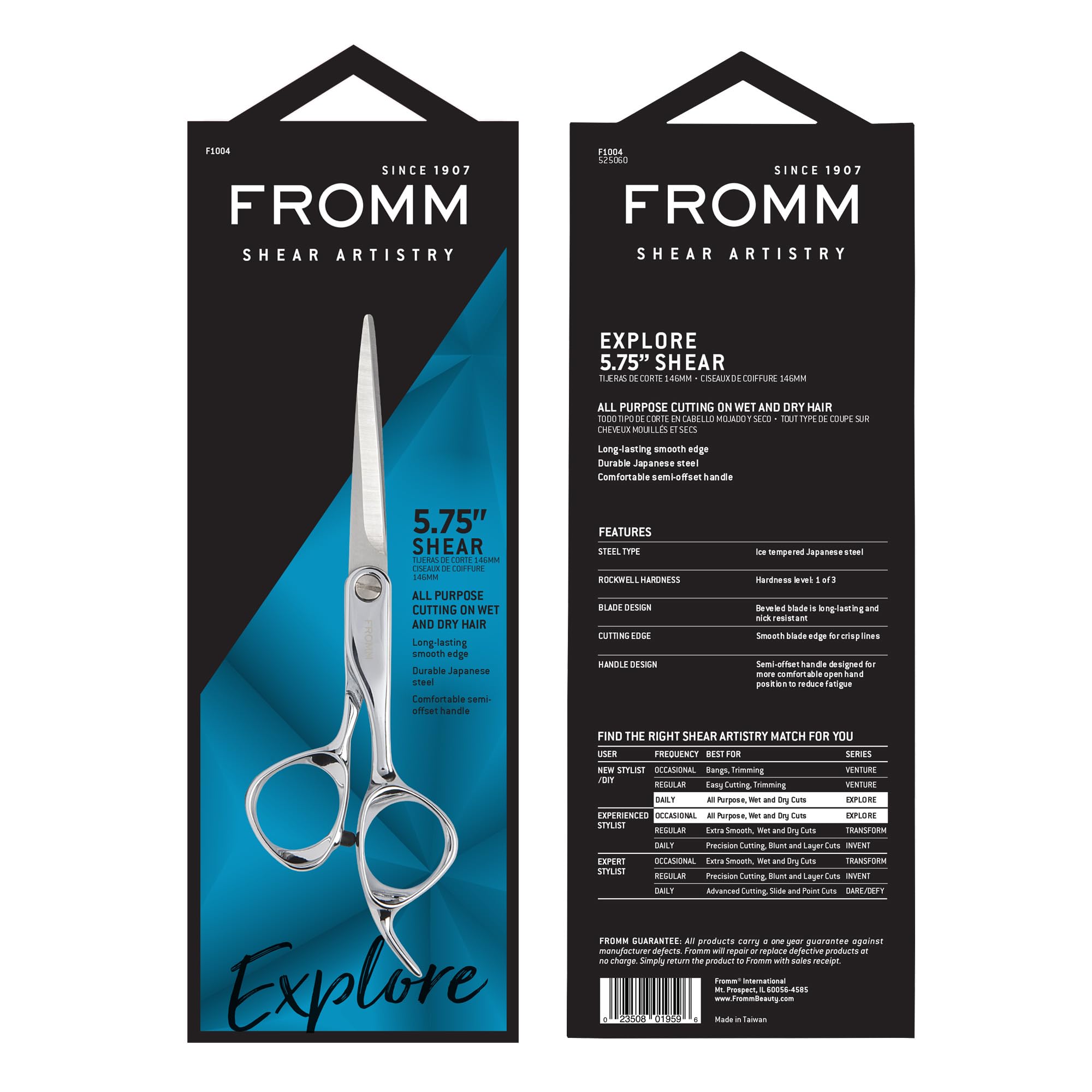 Fromm Explore mirror-finish reflection emphasizing easy cleaning and professional look