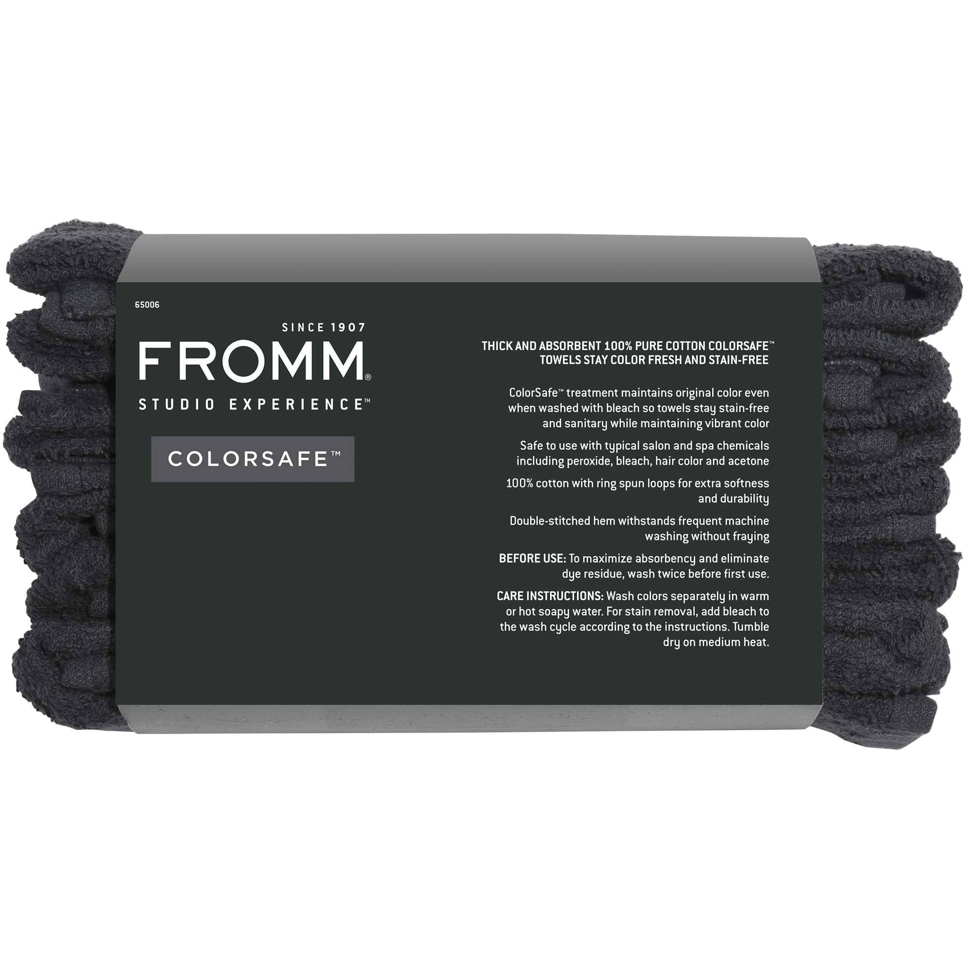 Fromm towels arranged at salon station illustrating professional appearance and utility