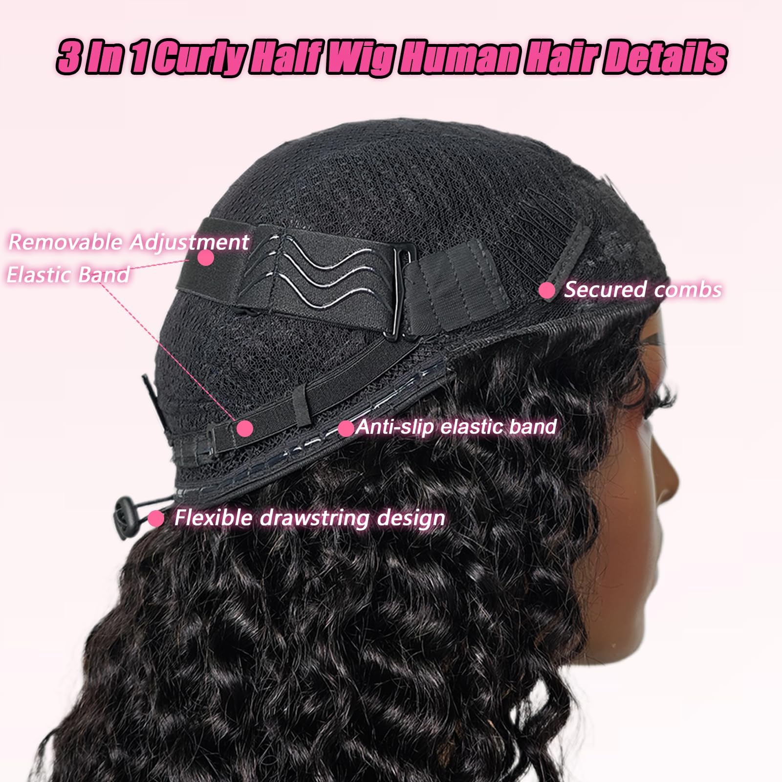 Fronbanis back view displaying cap fit and 18 inch deep wave length