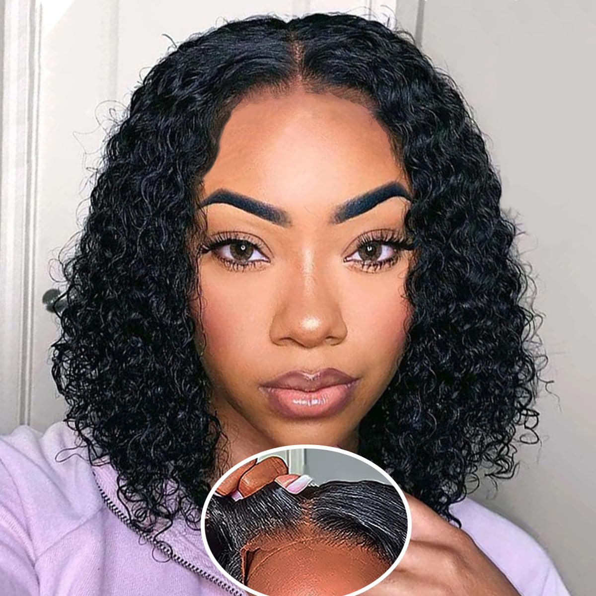 fronbanis front view bob wig showing natural hairline and instant style