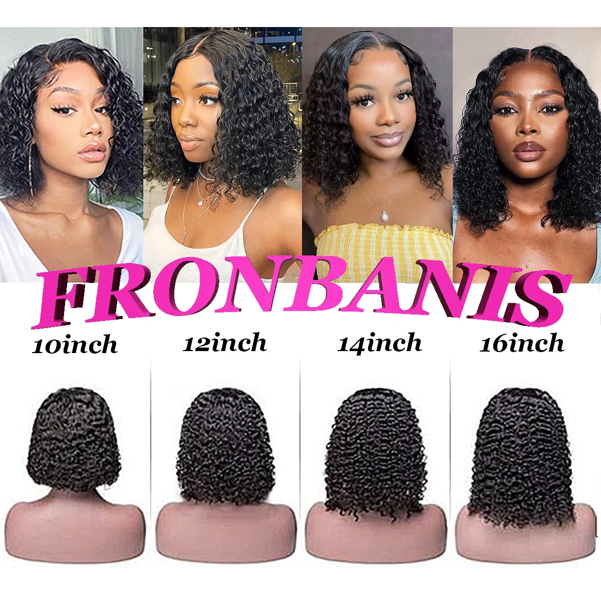 fronbanis packaging and accessories including wig cap headband and lashes