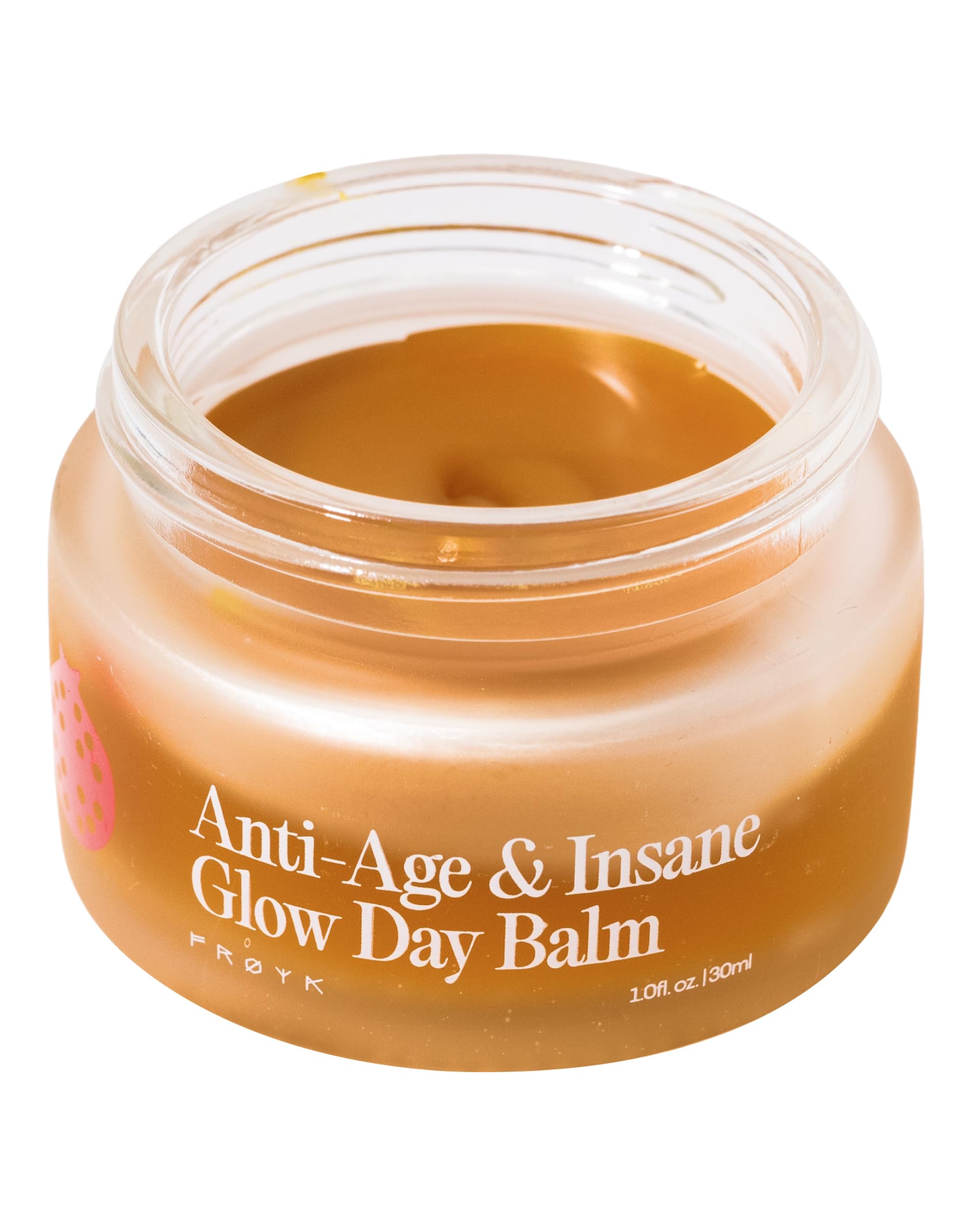 FRØYA jar front view showing compact packaging and daytime glow benefit