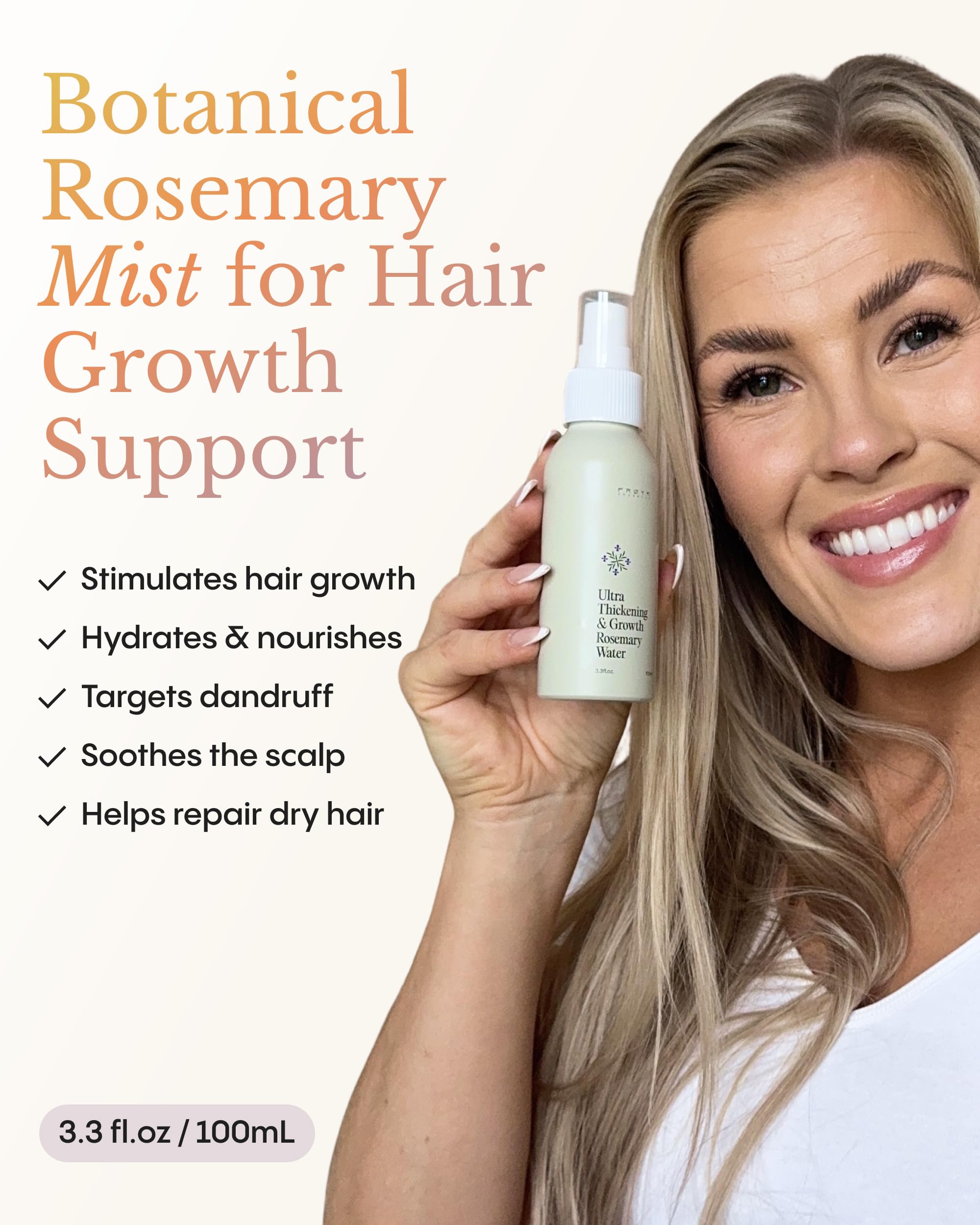 FRØYA nozzle close-up spraying fine mist to hydrate scalp without residue