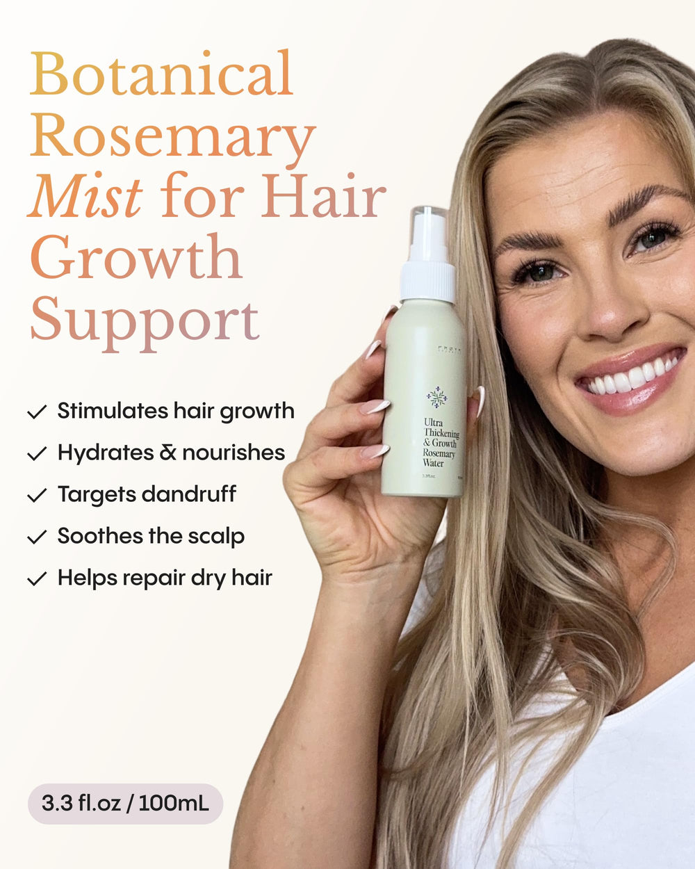 FRØYA nozzle close-up spraying fine mist to hydrate scalp without residue