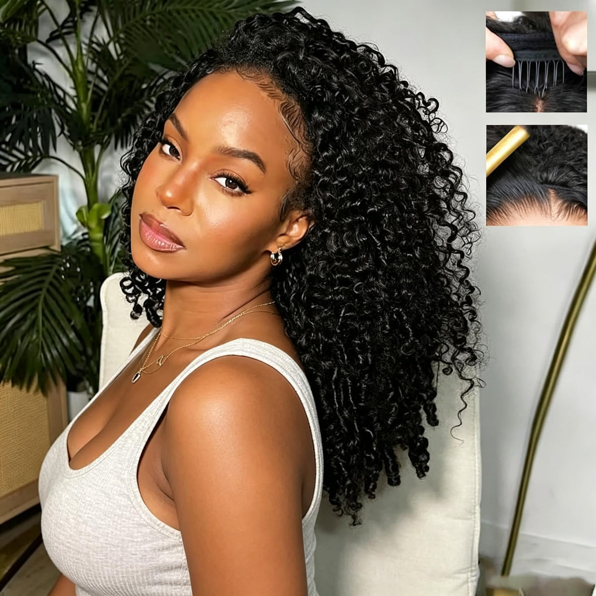fuduete front view of 26 inch half wig showing natural volume benefit