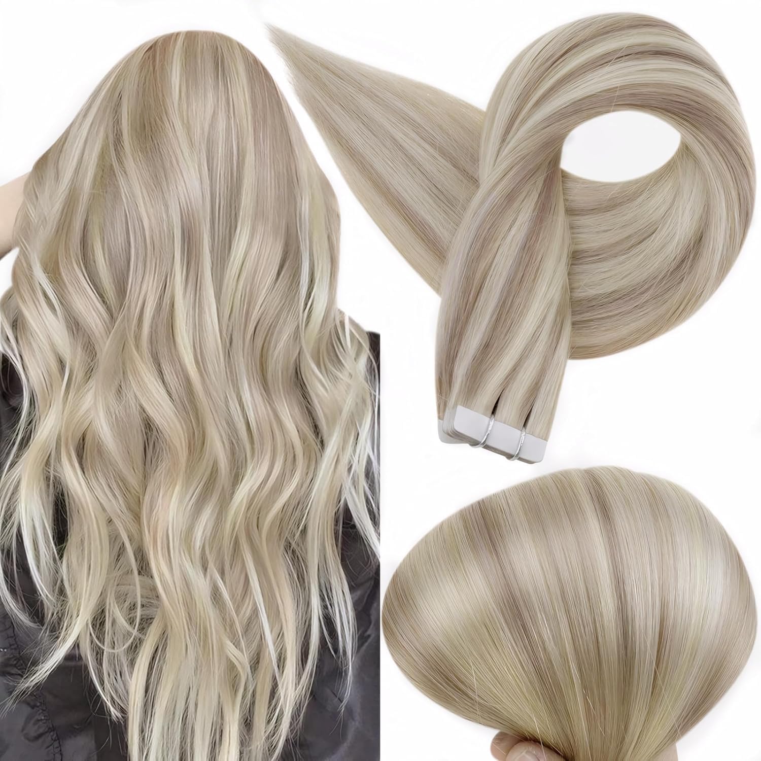 Full Shine front packaging showing 18" 18/613 Blonde and natural finish benefit