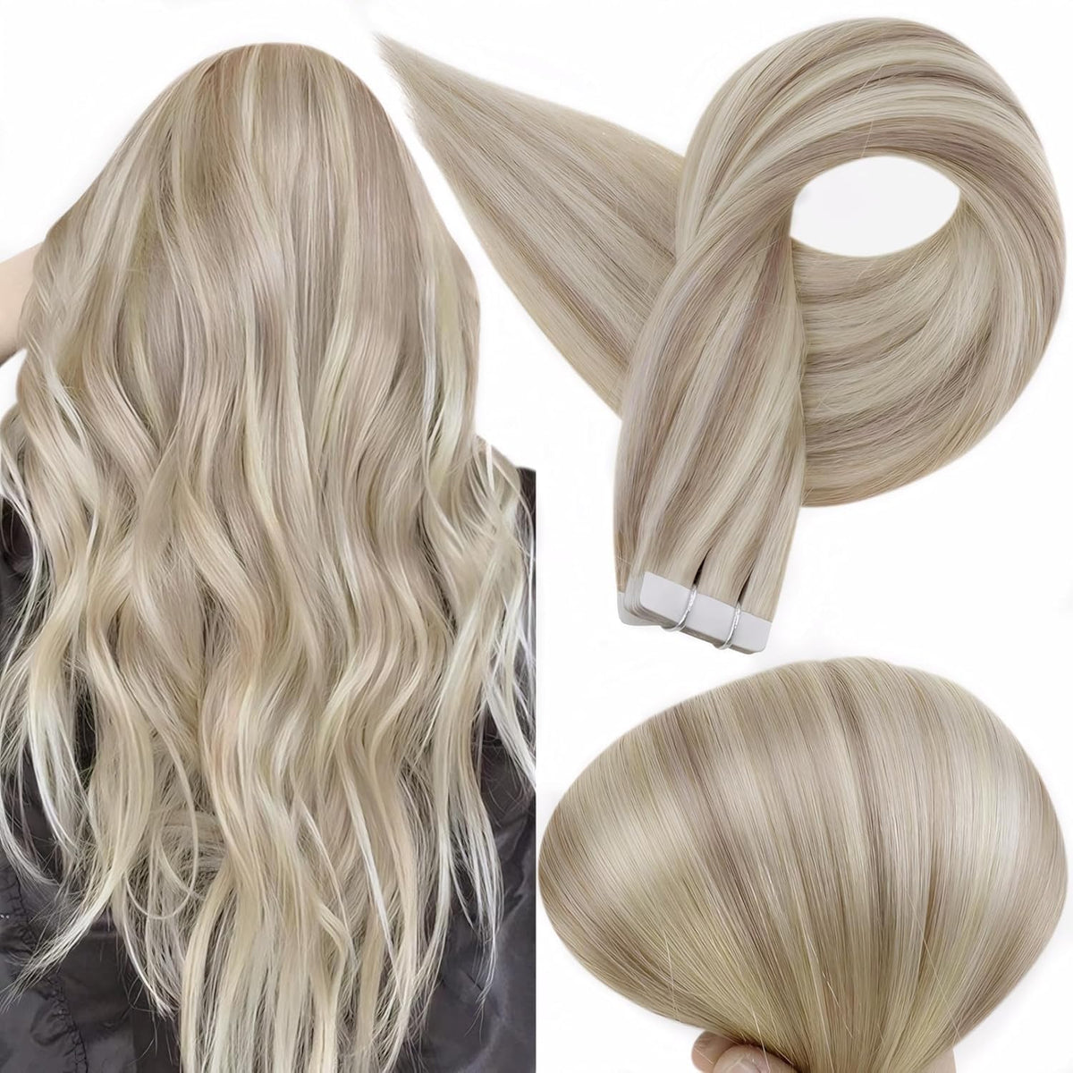 Full Shine front packaging showing 18" 18/613 Blonde and natural finish benefit