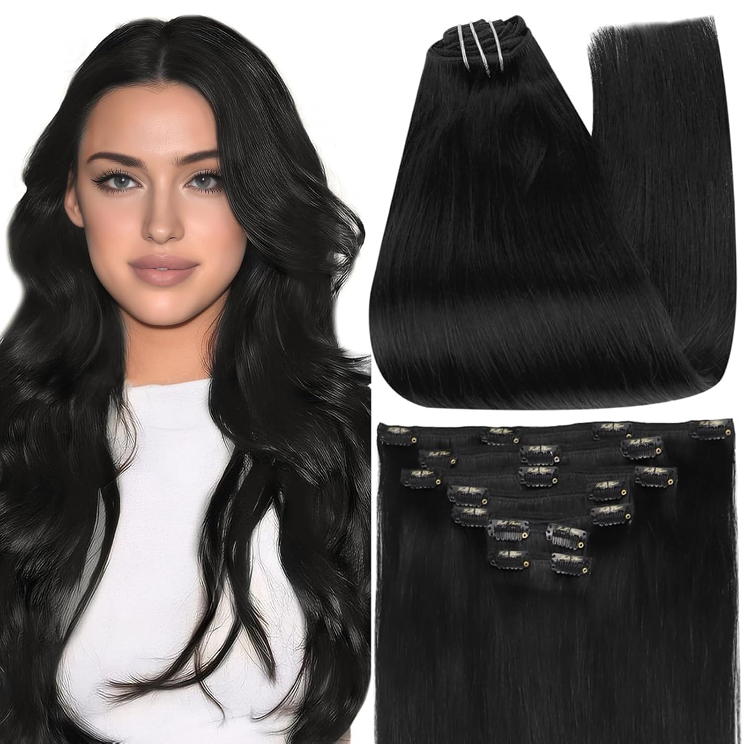 Full Shine front packaging showing 24-inch jet black extensions and quick result