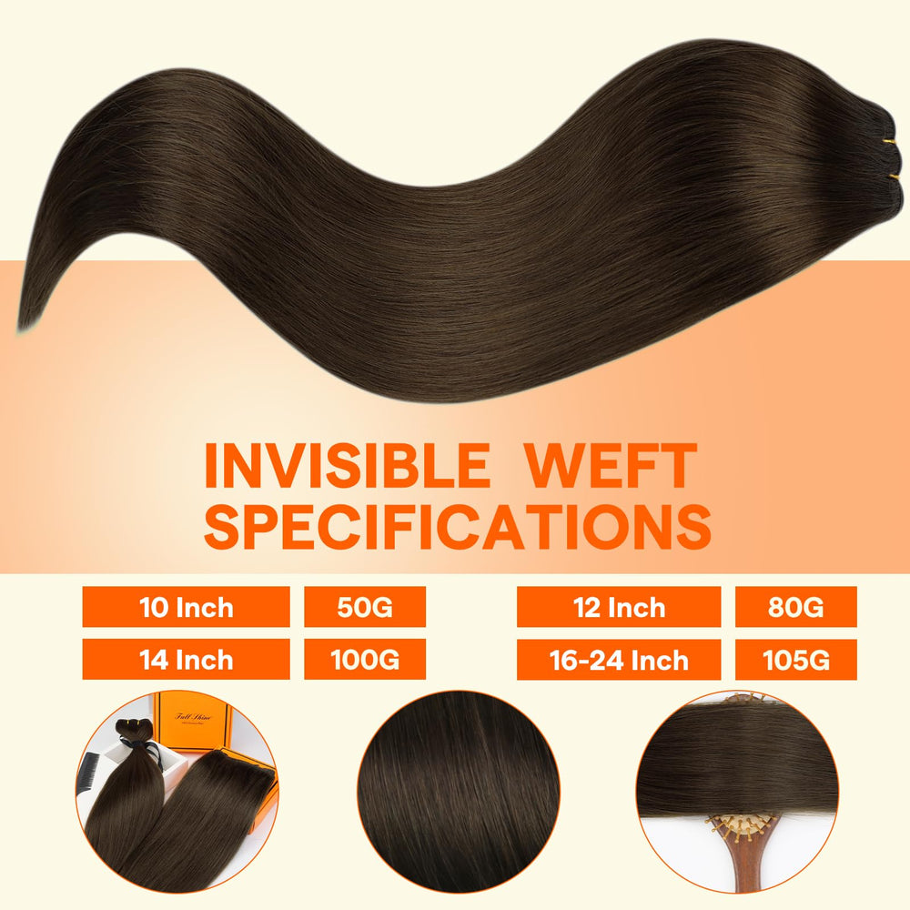 Full Shine installed sew-in on model demonstrating blended length and volume