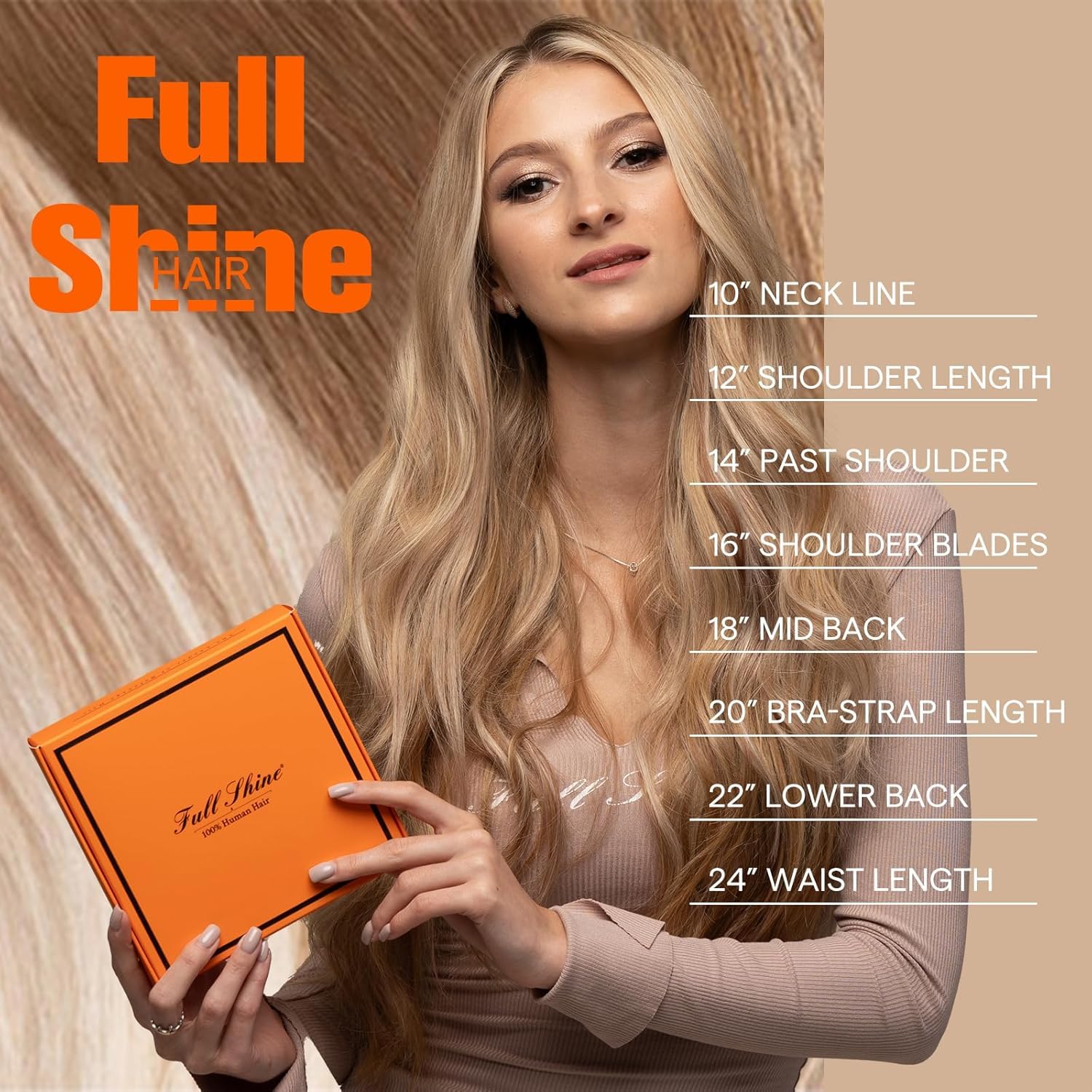 Full Shine hand holding a weft to show scale and lightweight, comfortable wear