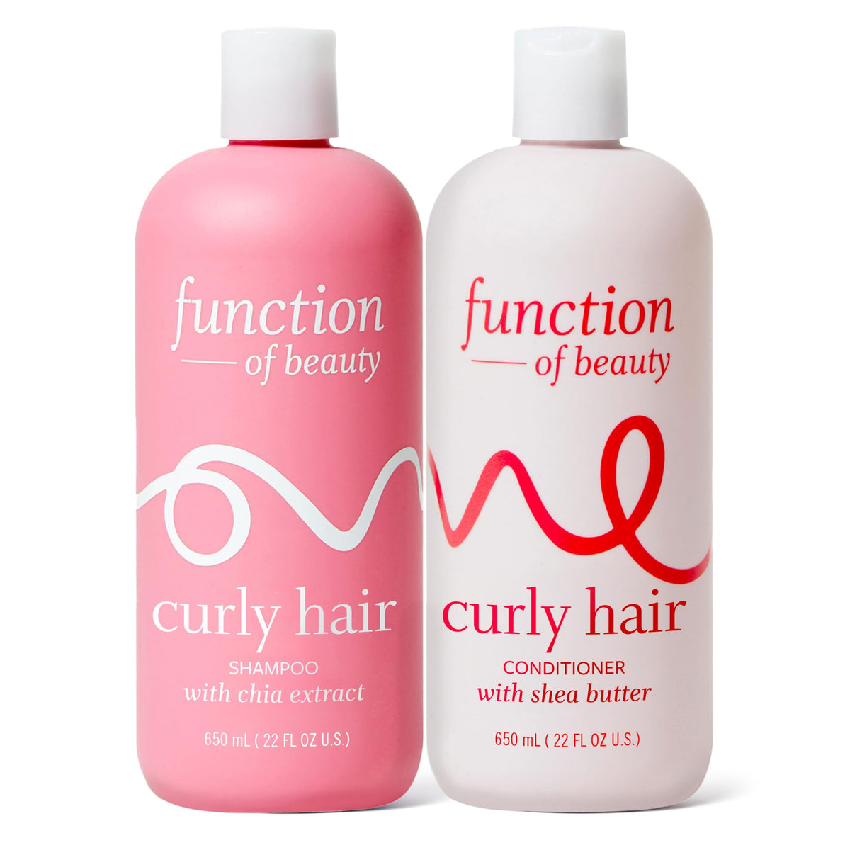 Function of Beauty front packaging showing XL shampoo and conditioner, highlighting value