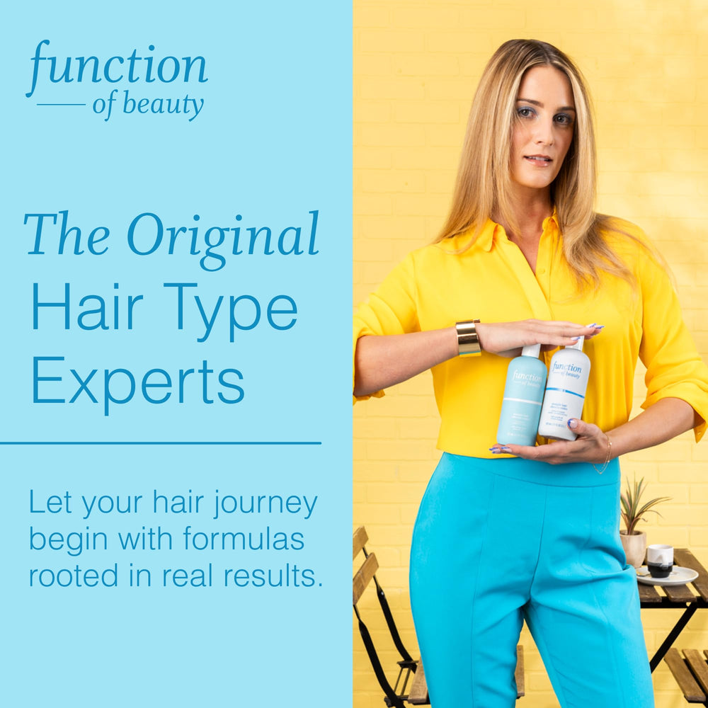 Function of Beauty label ingredients close-up listing coconut water and avocado oil for clean-formula benefit