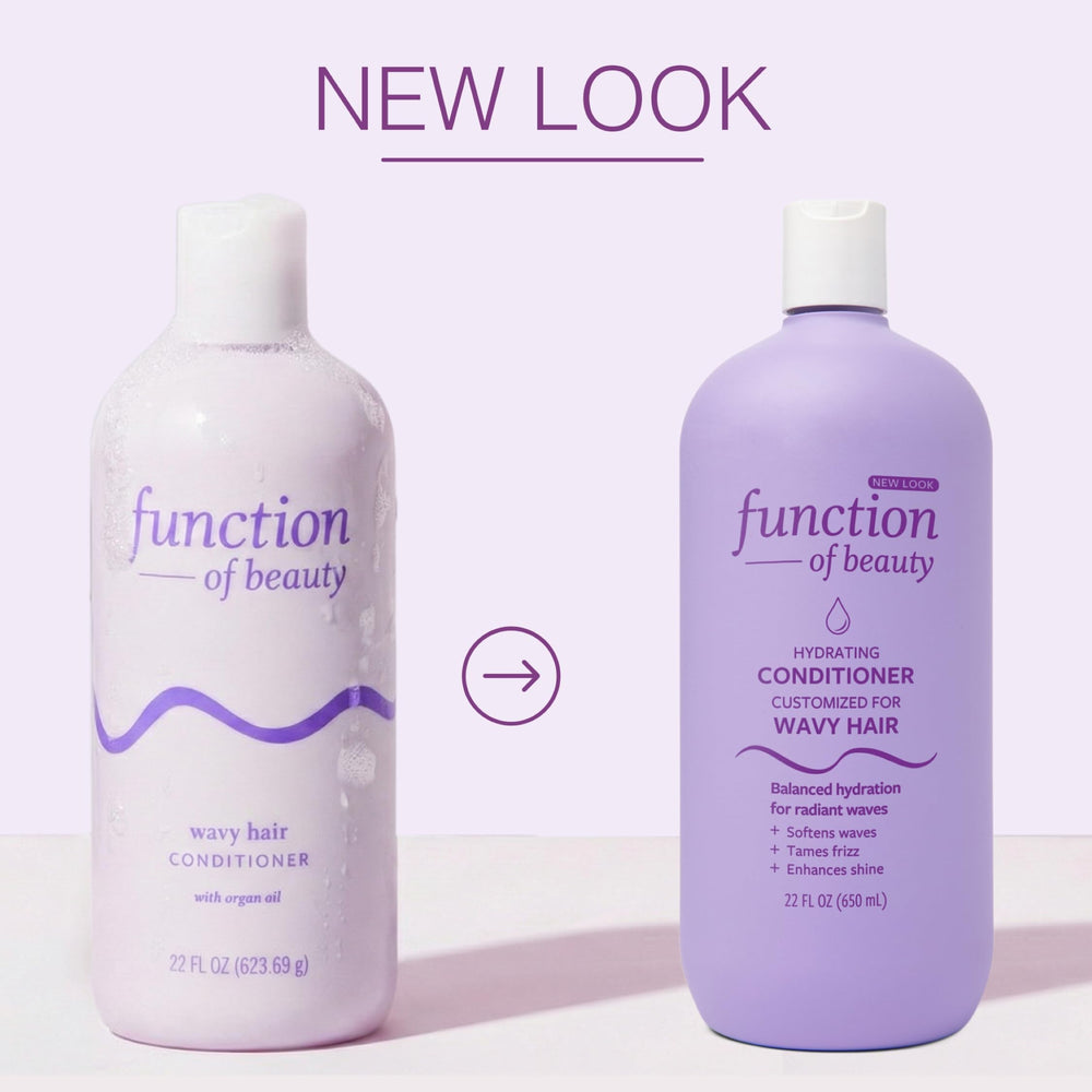 Function of Beauty 22 oz bottle beside everyday items showing value